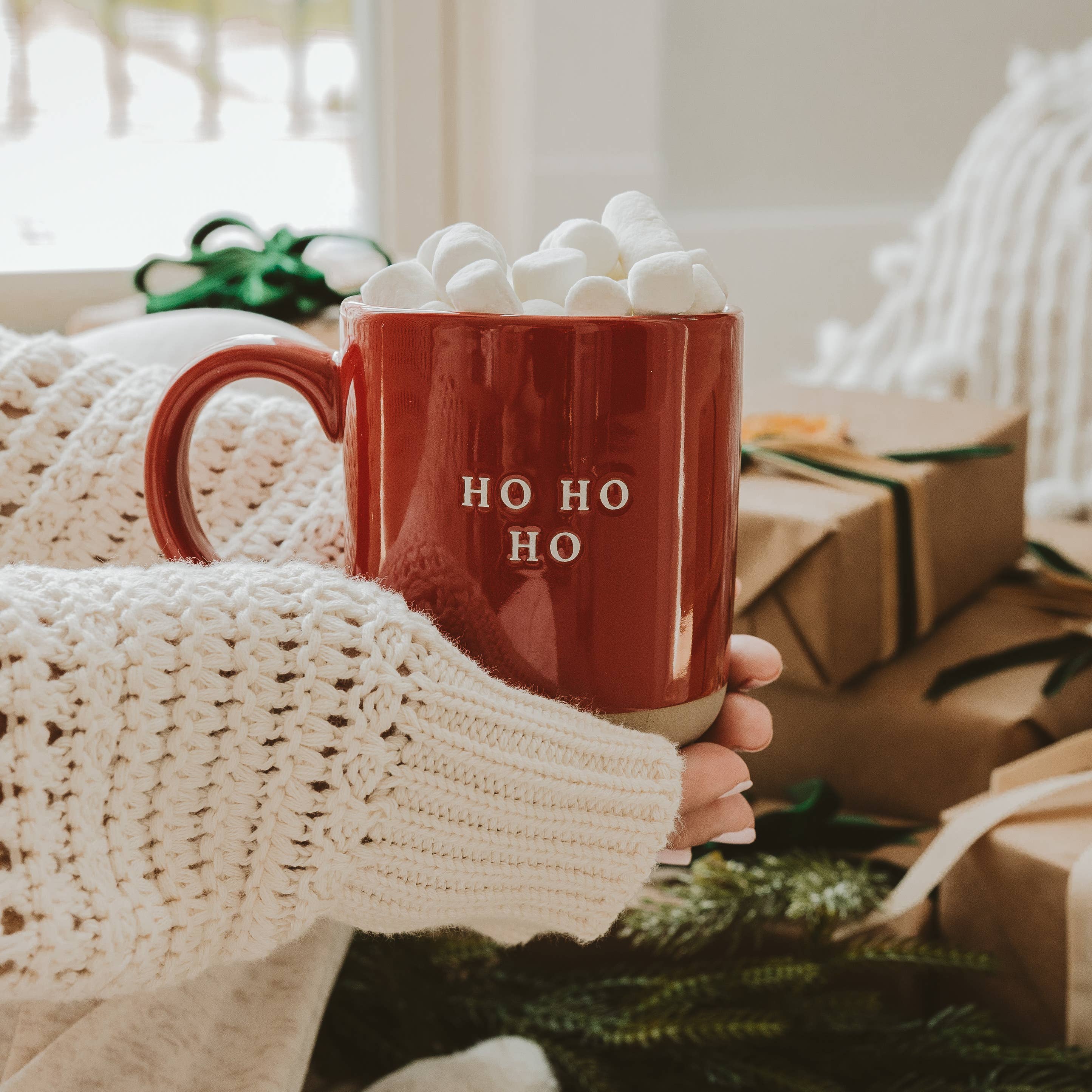 Ho Ho Ho Red Stoneware Coffee Mug-310 Gift-Sweet Water Decor-The Lovely Closet, Women's Fashion Boutique in Alexandria, KY