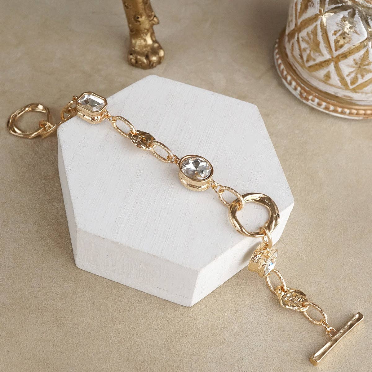 Three Rings Bracelet with Reflective Crystals-250 Jewelry-PennyLine inc-The Lovely Closet, Women's Fashion Boutique in Alexandria, KY