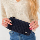 Suede Emma Woven Clutch Wristlet: Primrose-crossbody/wristlet-Pretty Simple-The Lovely Closet, Women's Fashion Boutique in Alexandria, KY