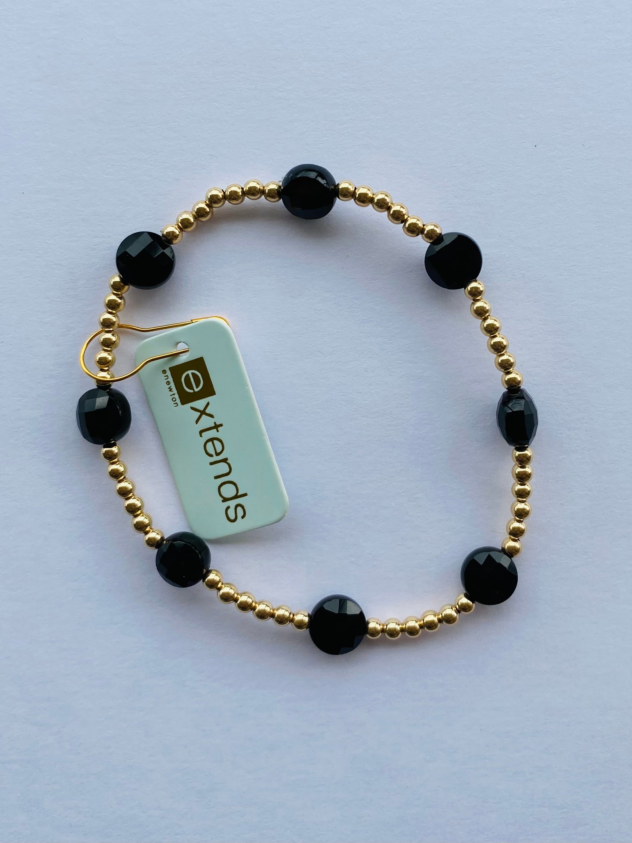 EXTENDS Admire Gold 3MM Bracelet - Faceted Onyx-260 eNewton-eNewton-The Lovely Closet, Women's Fashion Boutique in Alexandria, KY