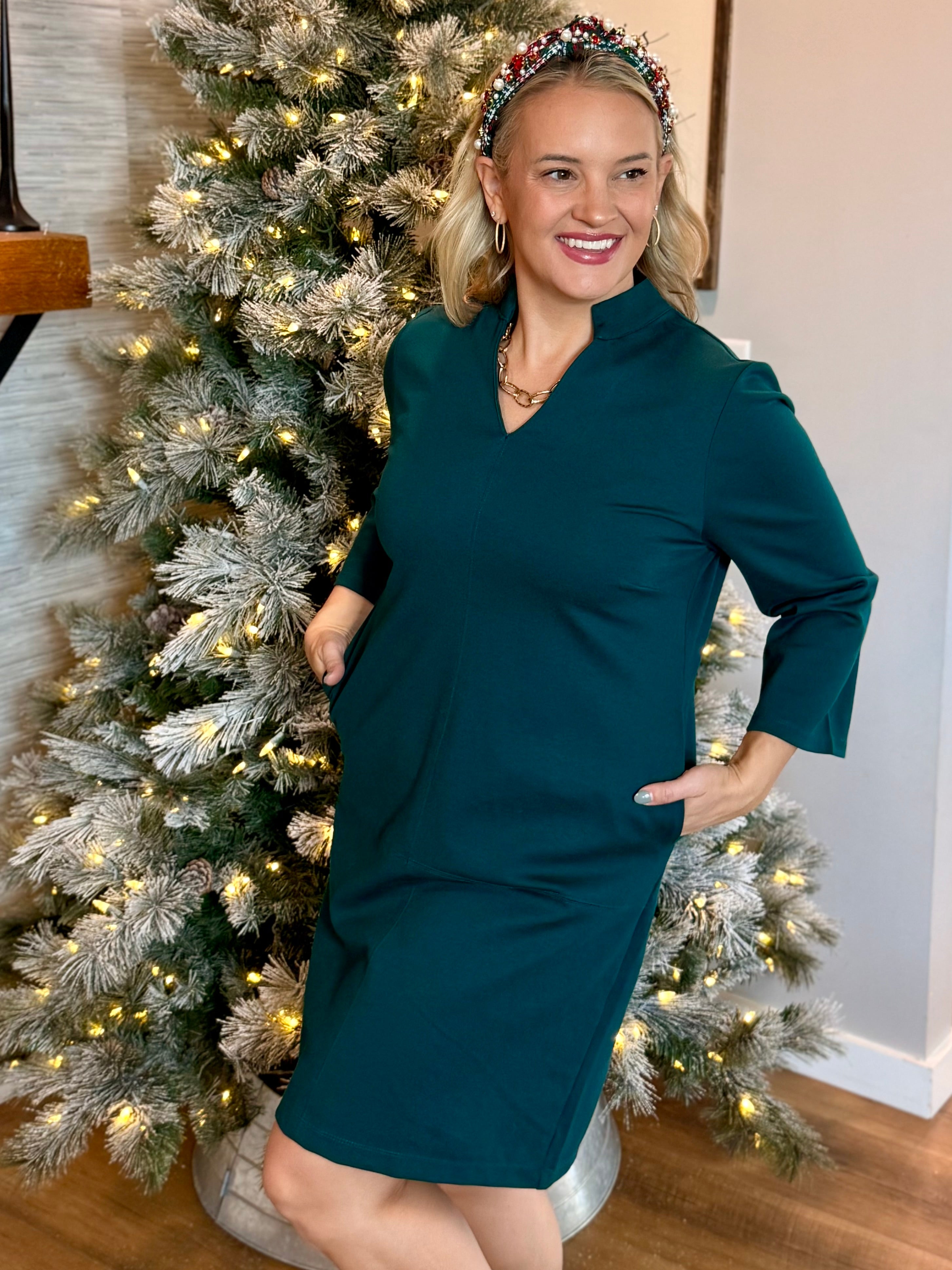 Magic A-Line Dress - Hunter Green-180 Dresses-Dear Scarlett-The Lovely Closet, Women's Fashion Boutique in Alexandria, KY