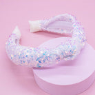 Sequin Knotted Grils Hair Band - White-360 Carolines Closet-Frog Sac-The Lovely Closet, Women's Fashion Boutique in Alexandria, KY