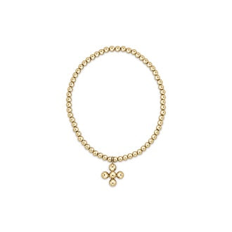 Classic Gold 3mm Beaded Signature Cross 4mm Charm-260 eNewton-eNewton-The Lovely Closet, Women's Fashion Boutique in Alexandria, KY