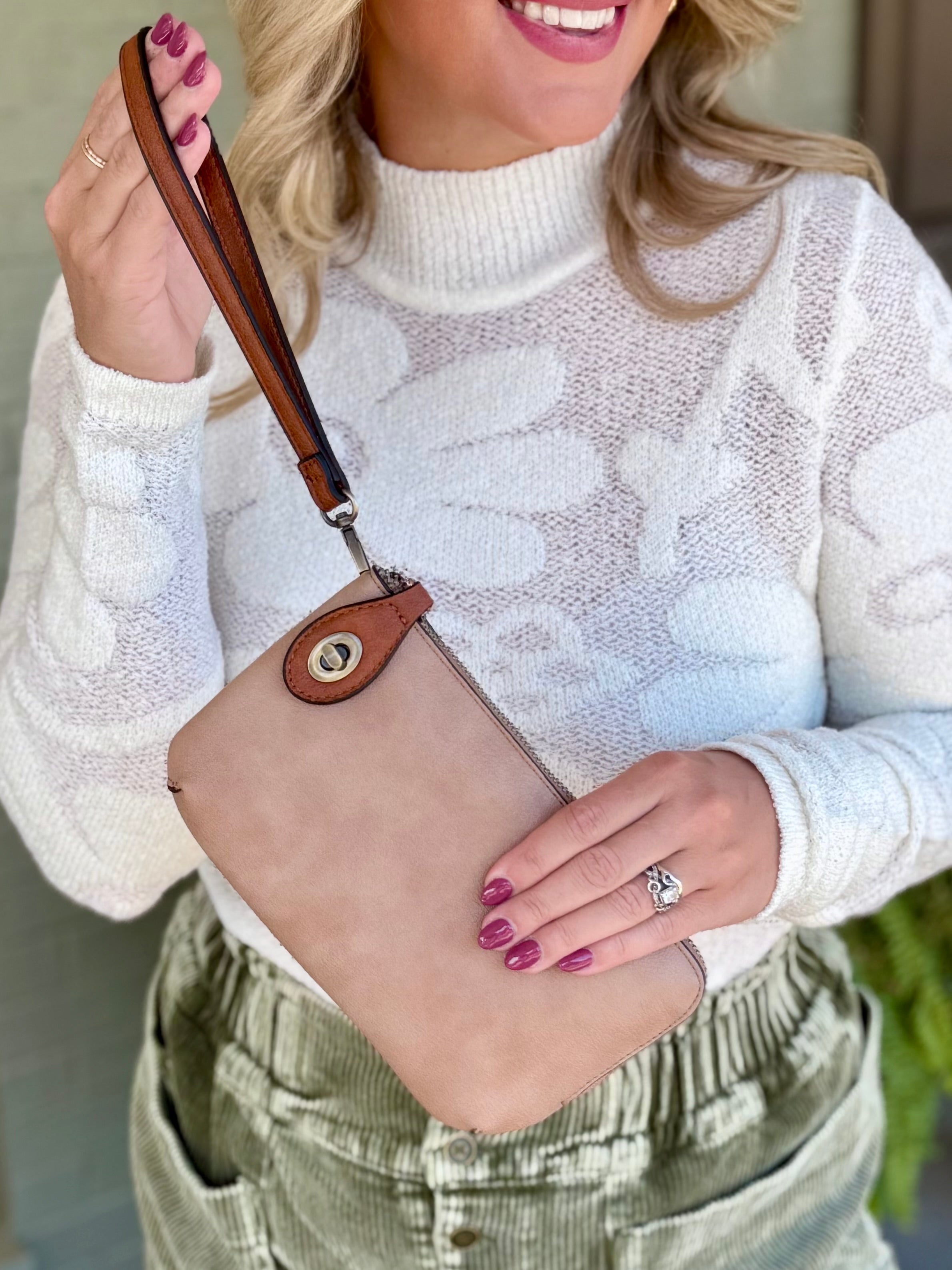 Kendall Crossbody/Wristlet - Tan/Brown-290 Bag/Handbags-Jen & Co.-The Lovely Closet, Women's Fashion Boutique in Alexandria, KY