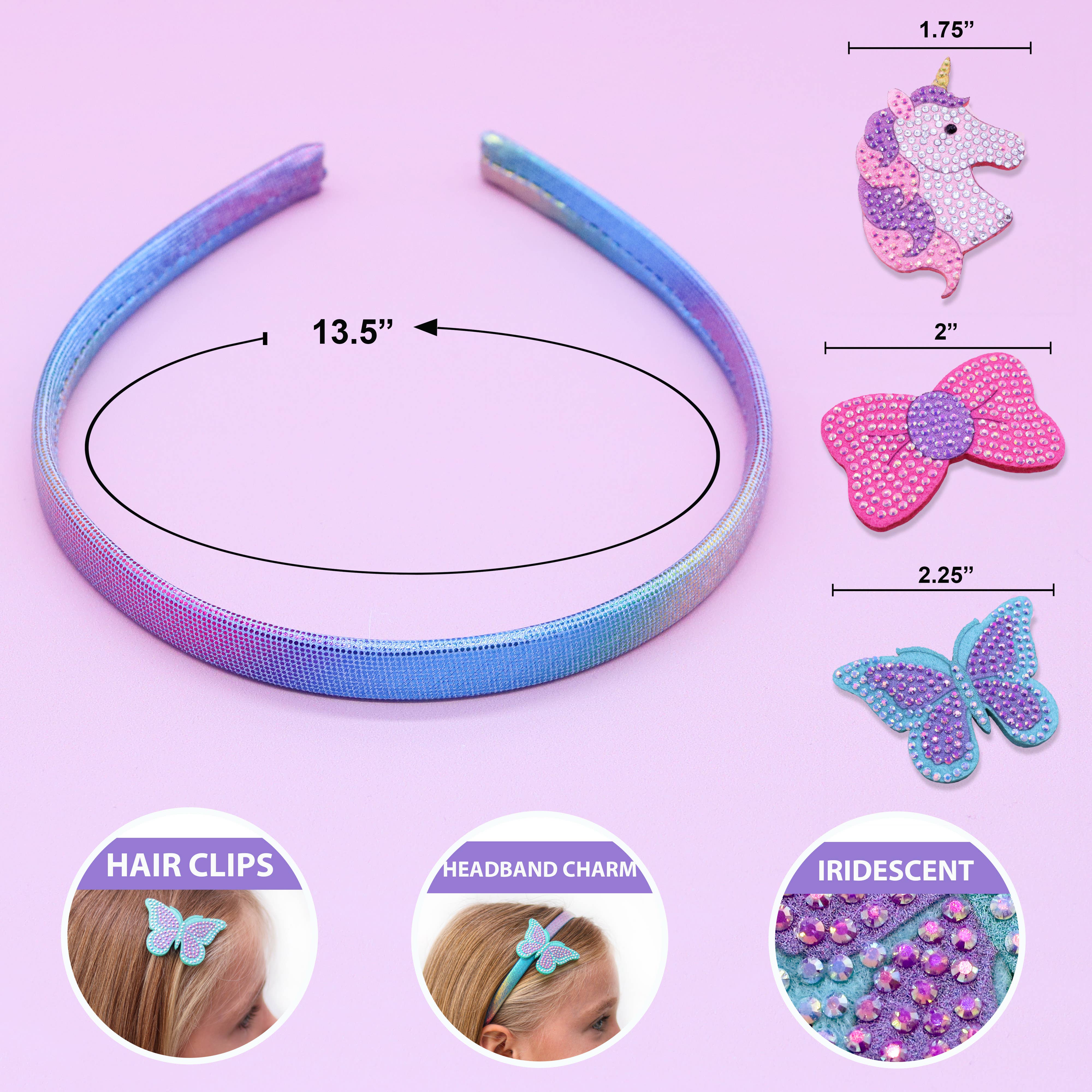 Interchangeable Charm Headband and Hair Clips: Rhinestone Unicorn/Butterfly/Bow-310 Gift-Frog Sac-The Lovely Closet, Women's Fashion Boutique in Alexandria, KY