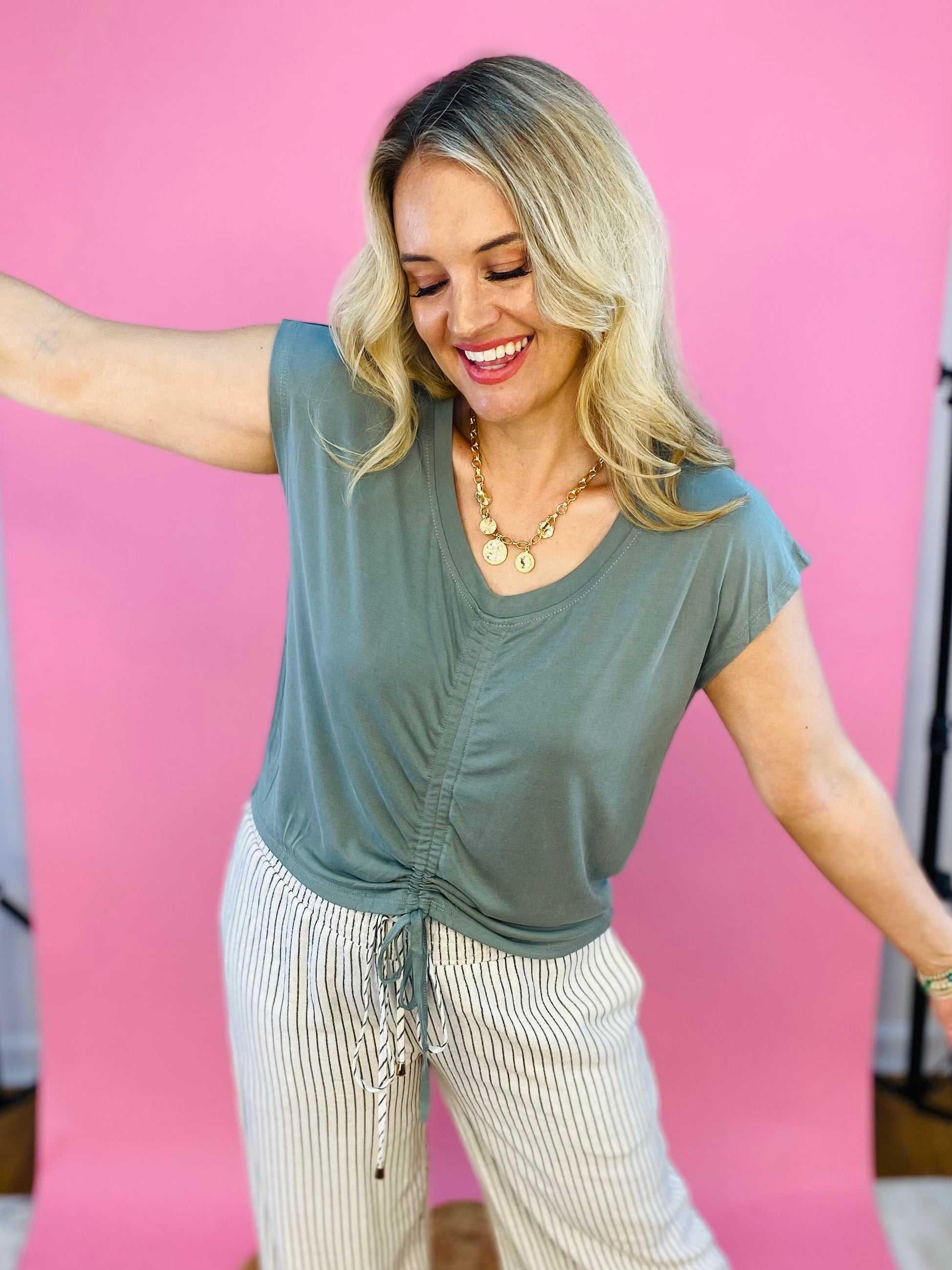Simplicity Top - Rich Sage-100 Short Sleeve Tops-Mystree-The Lovely Closet, Women's Fashion Boutique in Alexandria, KY