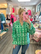 FINAL SALE Cheerful Green Blouse-Long Sleeves-The Lovely Closet-The Lovely Closet, Women's Fashion Boutique in Alexandria, KY