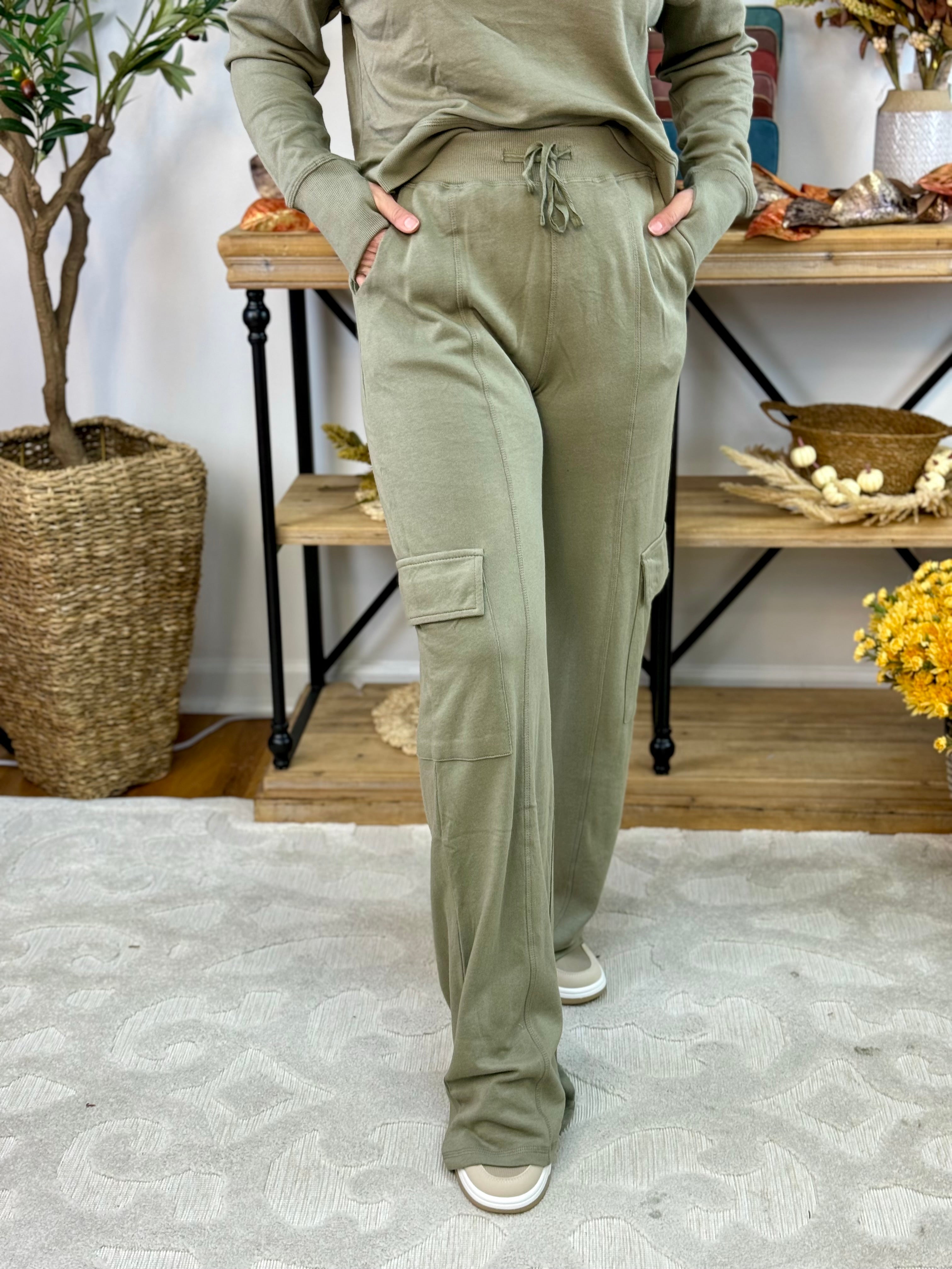 Organic Blend Cargo Athleisure Pants-240 Pants-The Lovely Closet-The Lovely Closet, Women's Fashion Boutique in Alexandria, KY