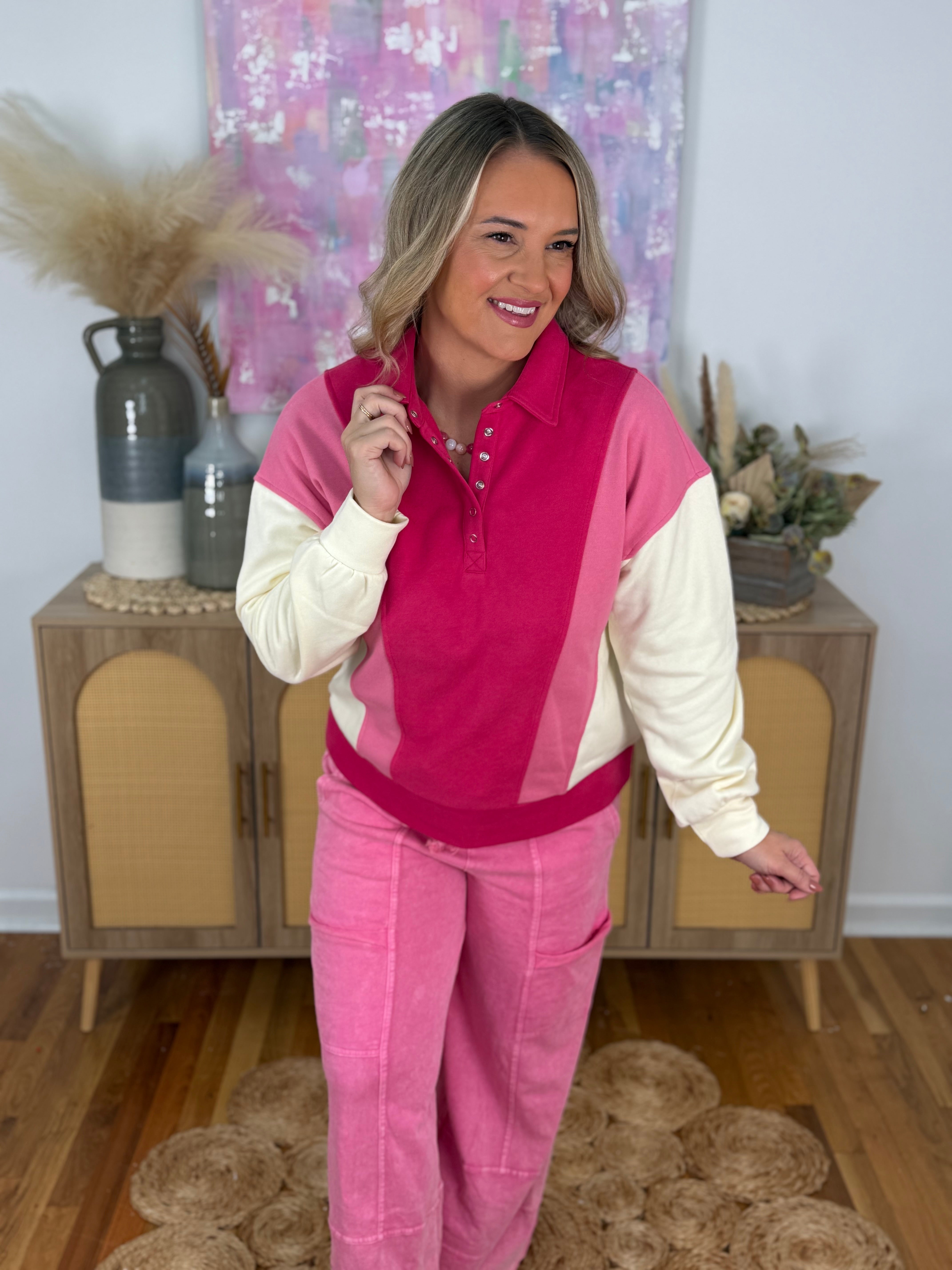 Pink & Powerful Pullover-110 Long Sleeve Top-Staccato-The Lovely Closet, Women's Fashion Boutique in Alexandria, KY