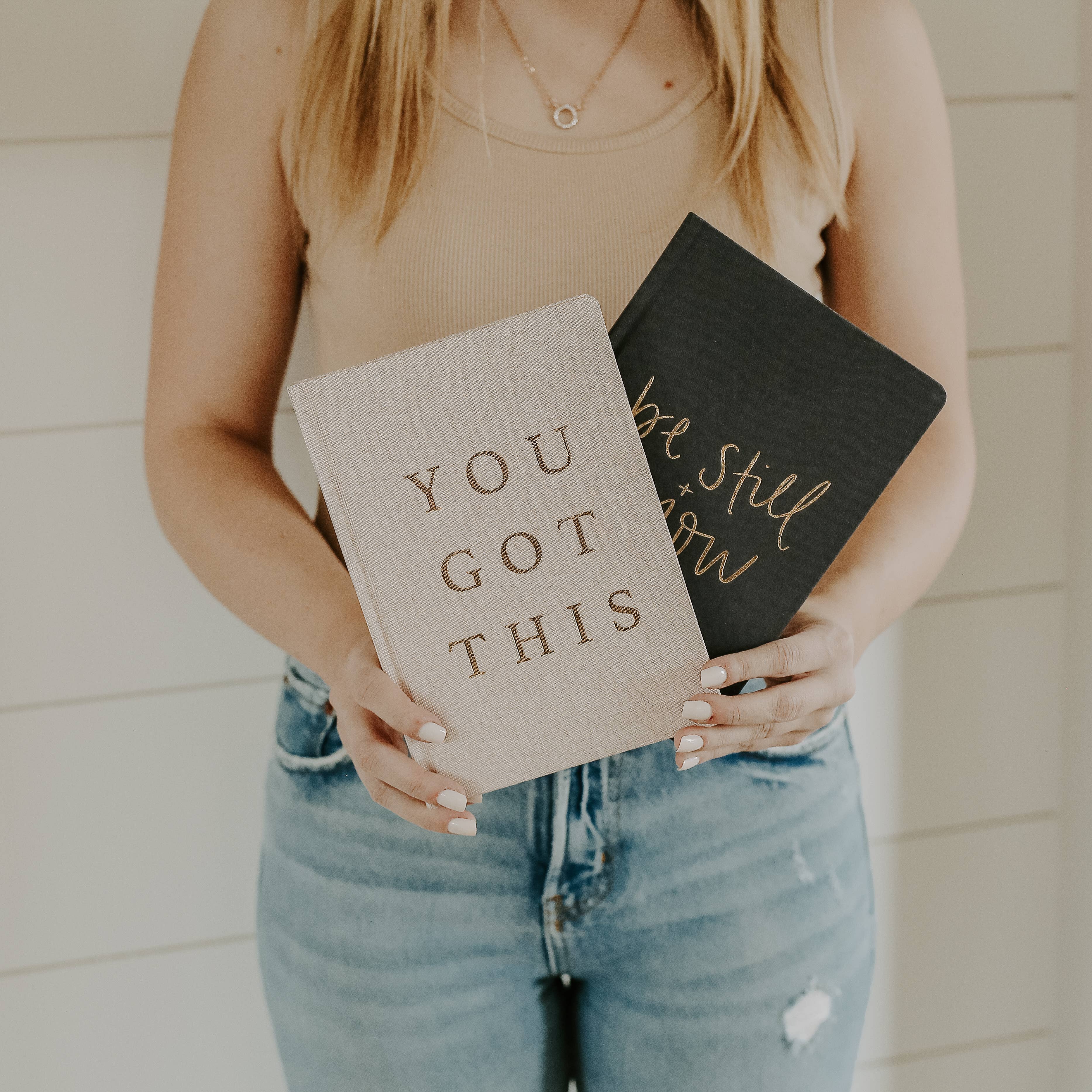You Got This - Tan and Gold Foil Fabric Journal-310 Gift-Sweet Water Decor-The Lovely Closet, Women's Fashion Boutique in Alexandria, KY