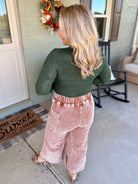 Autumn Glow Corduroy Cropped Pants - Warm Brown-240 Pants-Anniewear-The Lovely Closet, Women's Fashion Boutique in Alexandria, KY