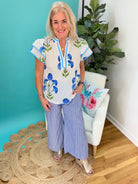 Wildflower Whisper Blouse-100 Short Sleeve Tops-Umgee-The Lovely Closet, Women's Fashion Boutique in Alexandria, KY