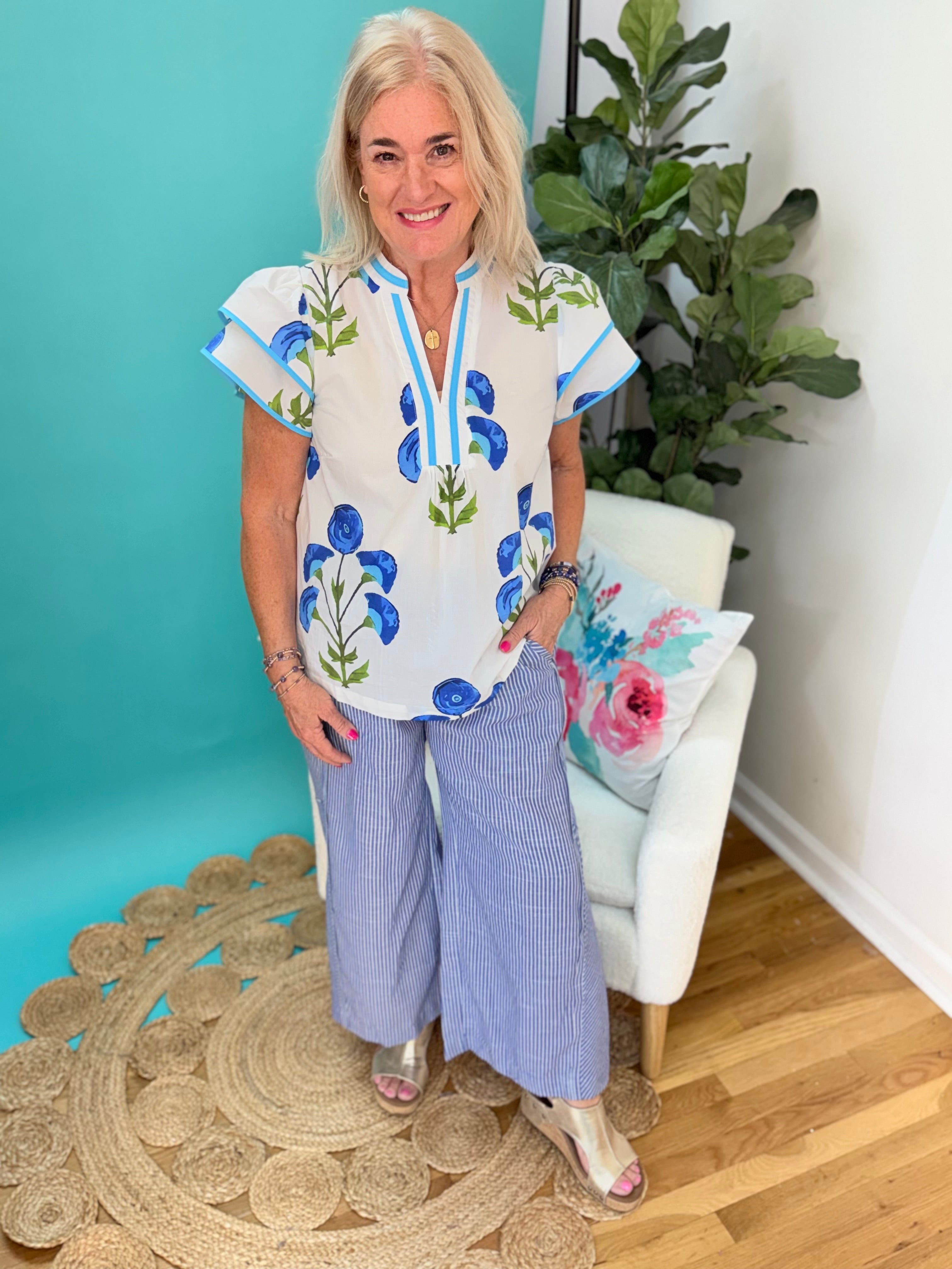 Wildflower Whisper Blouse-100 Short Sleeve Tops-Umgee-The Lovely Closet, Women's Fashion Boutique in Alexandria, KY