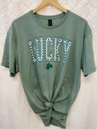 Lucky on Sage T-Shirt-130 Graphics-The Lovely Closet-The Lovely Closet, Women's Fashion Boutique in Alexandria, KY