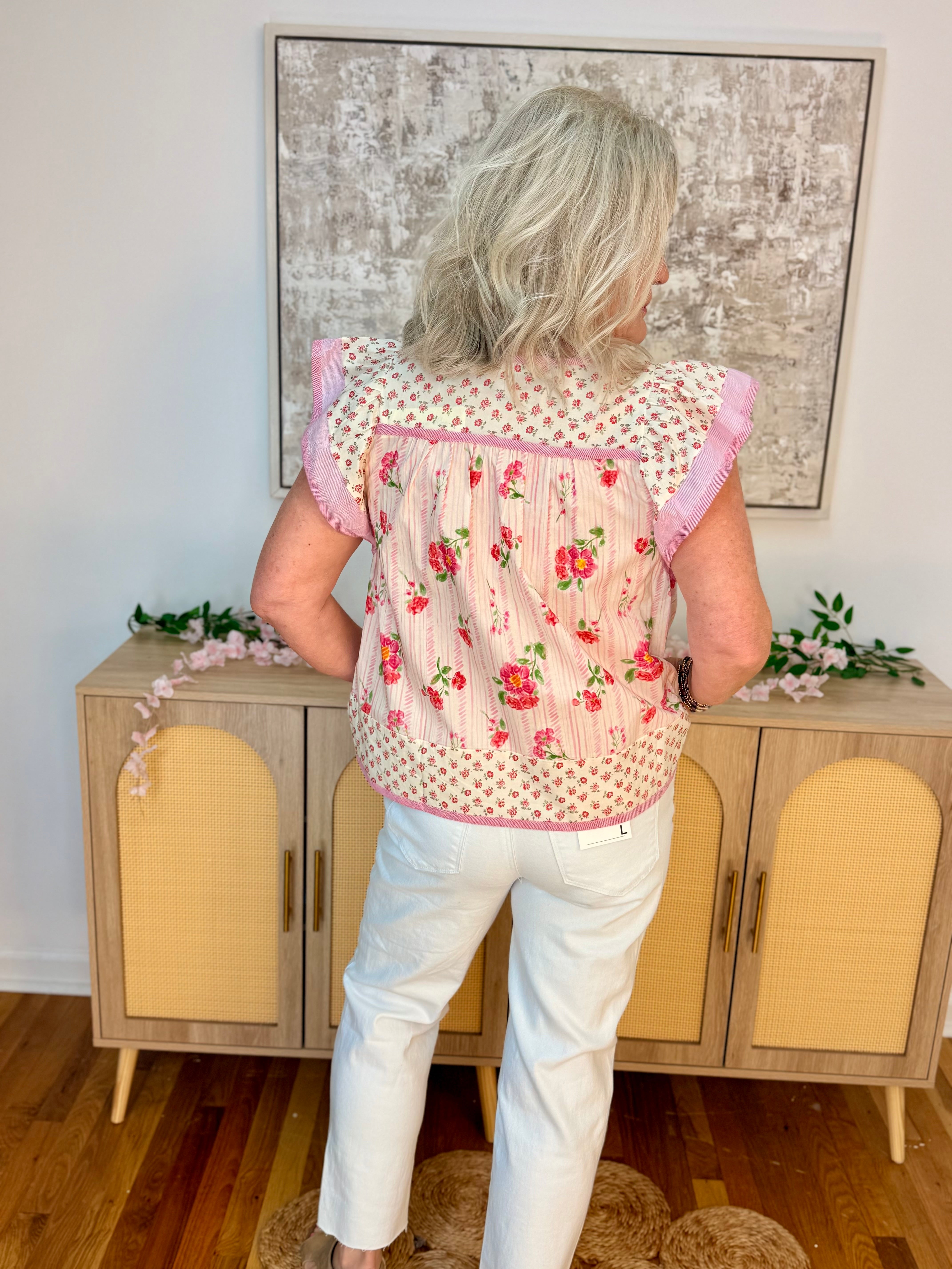 Spring Celebration Blouse-100 Short Sleeve Tops-Doe and Rae-The Lovely Closet, Women's Fashion Boutique in Alexandria, KY