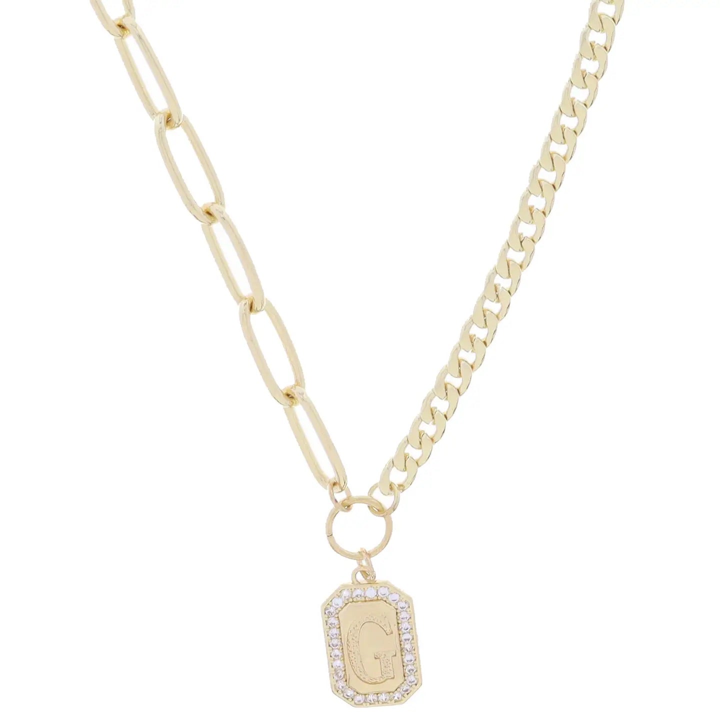 FINAL SALE Initial Plate Necklace-250 Jewelry-Jane Marie-The Lovely Closet, Women's Fashion Boutique in Alexandria, KY