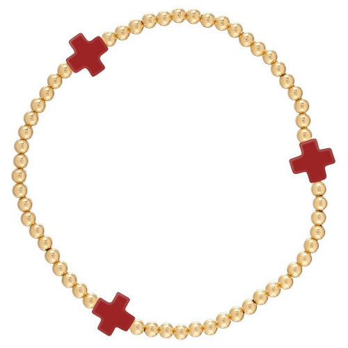 Signature Cross Gold Pattern 3mm Bead Bracelet-260 eNewton-eNewton-The Lovely Closet, Women's Fashion Boutique in Alexandria, KY