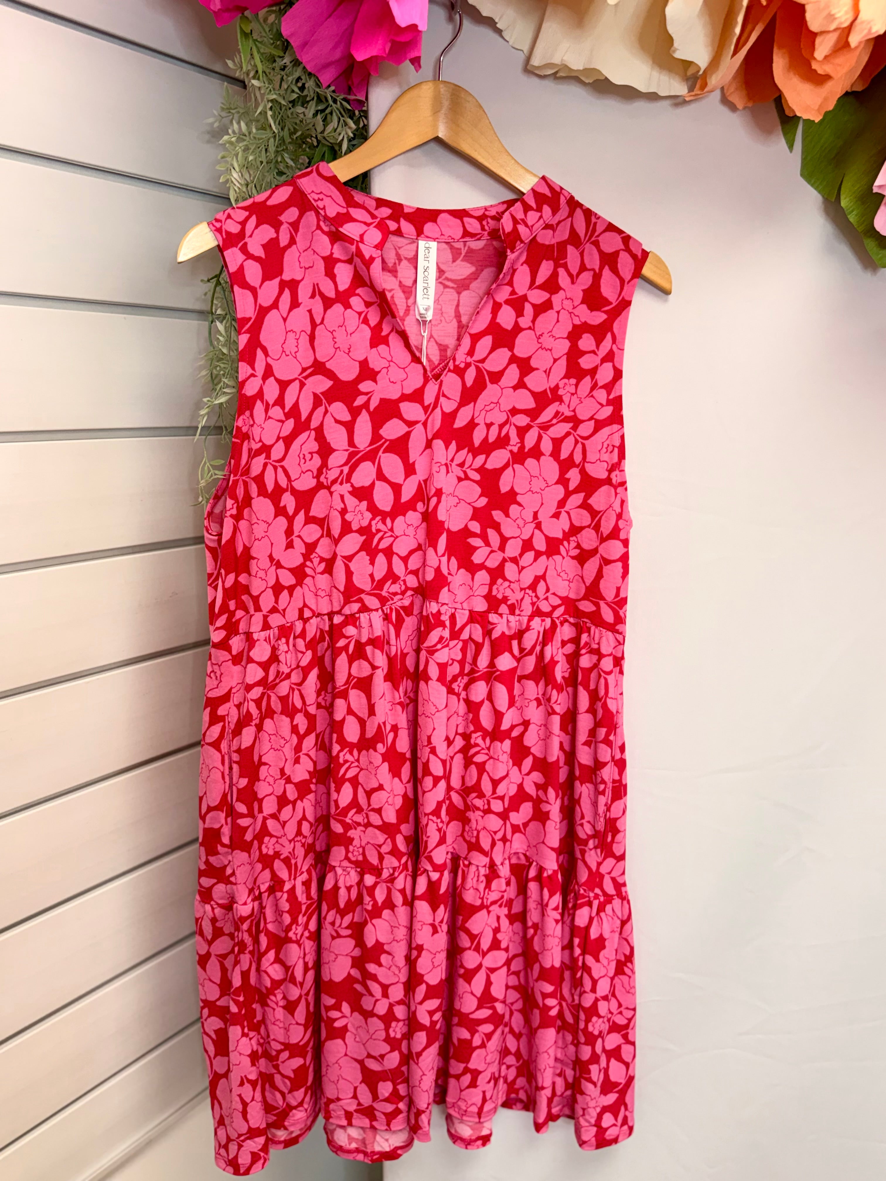 Pink on Pink Floral Lizzy Dress - Plus Only-180 Dresses-Dear Scarlett-The Lovely Closet, Women's Fashion Boutique in Alexandria, KY