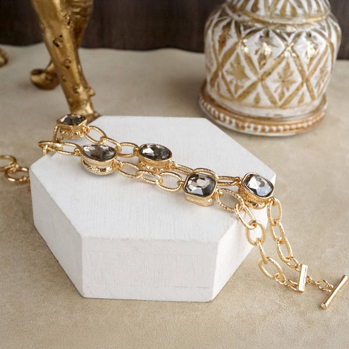 Chain Bracelet with Reflective Crystals-250 Jewelry-PennyLine inc-The Lovely Closet, Women's Fashion Boutique in Alexandria, KY
