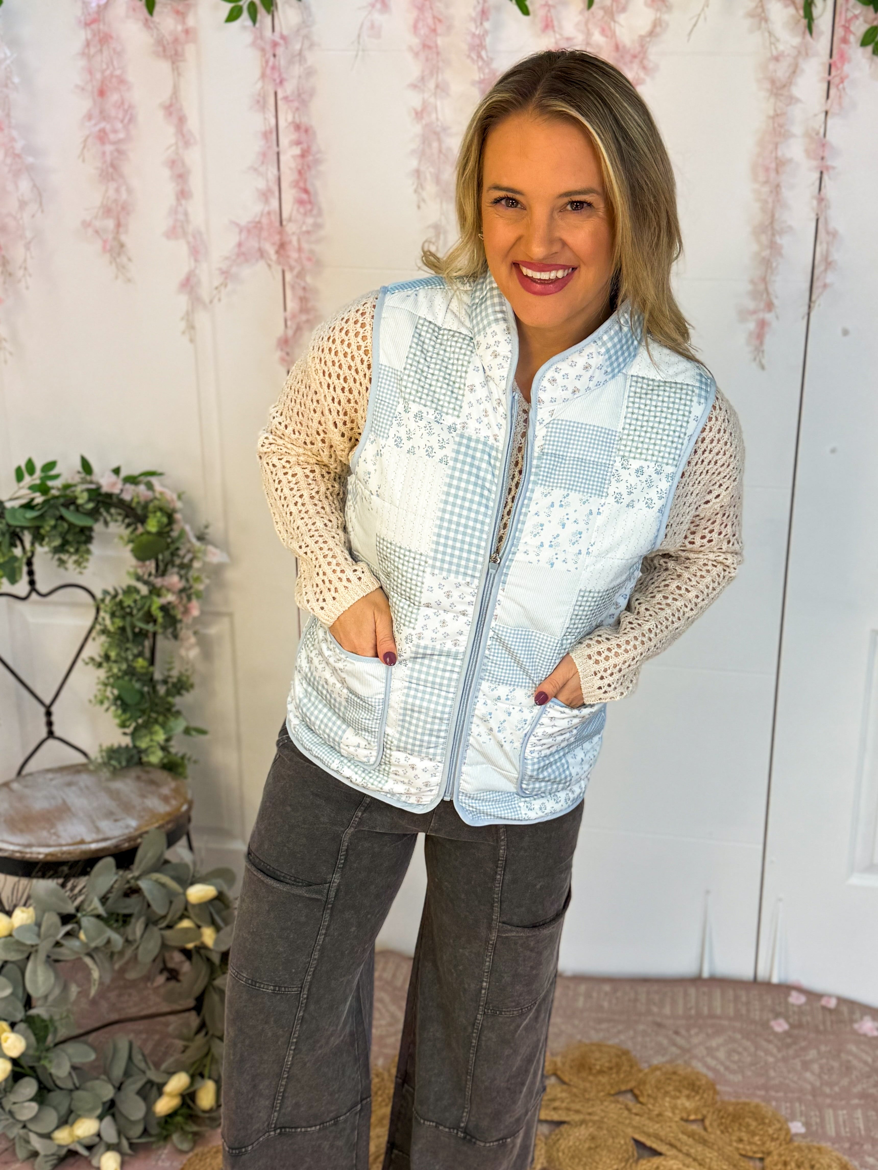 FINAL SALE - Winter Blues Vest-The Lovely Closet-The Lovely Closet, Women's Fashion Boutique in Alexandria, KY