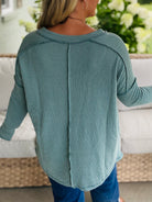 Autumn Days Ribbed Top - Teal-110 Long Sleeve Top-zenana-The Lovely Closet, Women's Fashion Boutique in Alexandria, KY