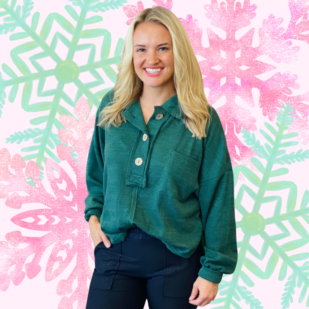 5PM DOORBUSTER BOGO FREE Charm Pullover - Forest Green-110 Long Sleeve Top-Blu Pepper-The Lovely Closet, Women's Fashion Boutique in Alexandria, KY