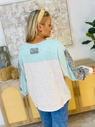 Mixed Print Long Sleeve Top-110 Long Sleeve Top-easel-The Lovely Closet, Women's Fashion Boutique in Alexandria, KY
