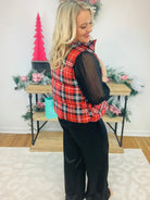 FINAL SALE - Holiday Plaid Vest - Red-170 Jackets/Outerwear-The Lovely Closet-The Lovely Closet, Women's Fashion Boutique in Alexandria, KY