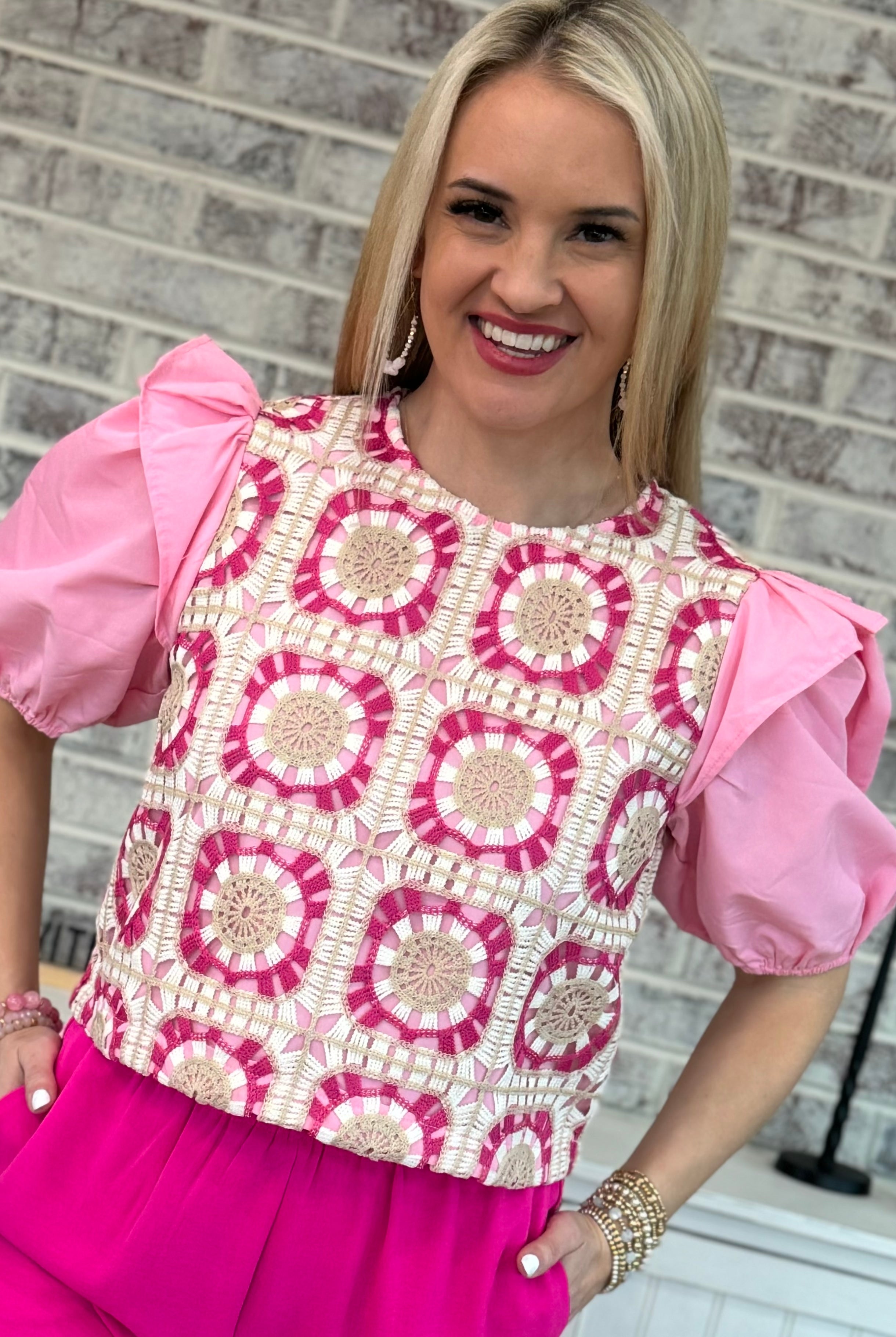 Hello Cutie Crochet Top-100 Short Sleeve Tops-The Lovely Closet-The Lovely Closet, Women's Fashion Boutique in Alexandria, KY