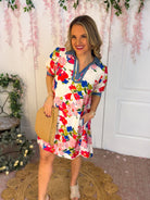 Vibrant Floral Print Dress-180 Dresses-Umgee-The Lovely Closet, Women's Fashion Boutique in Alexandria, KY