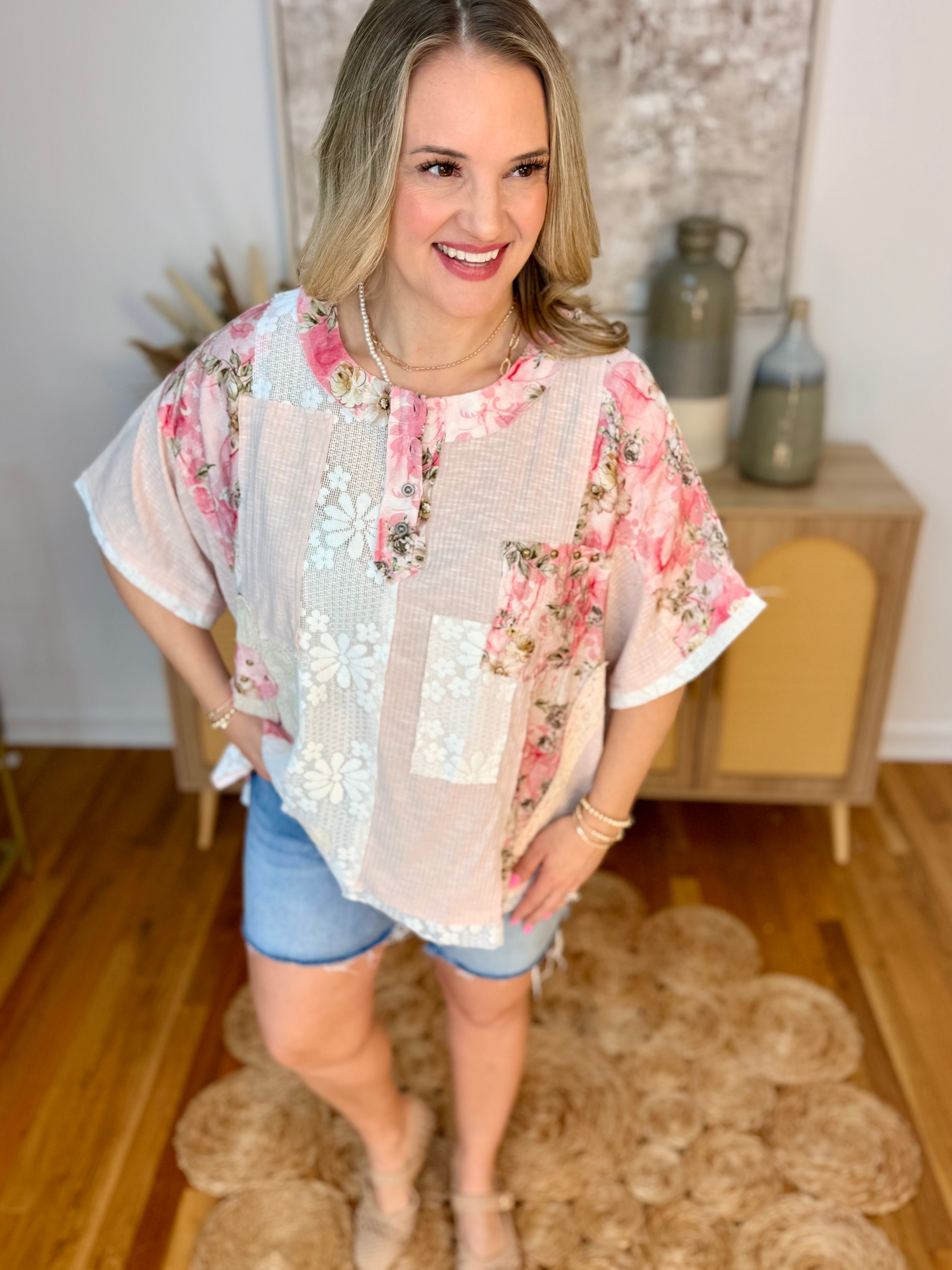 Floral Frenzy Top-100 Short Sleeve Tops-Pol Clothing-The Lovely Closet, Women's Fashion Boutique in Alexandria, KY