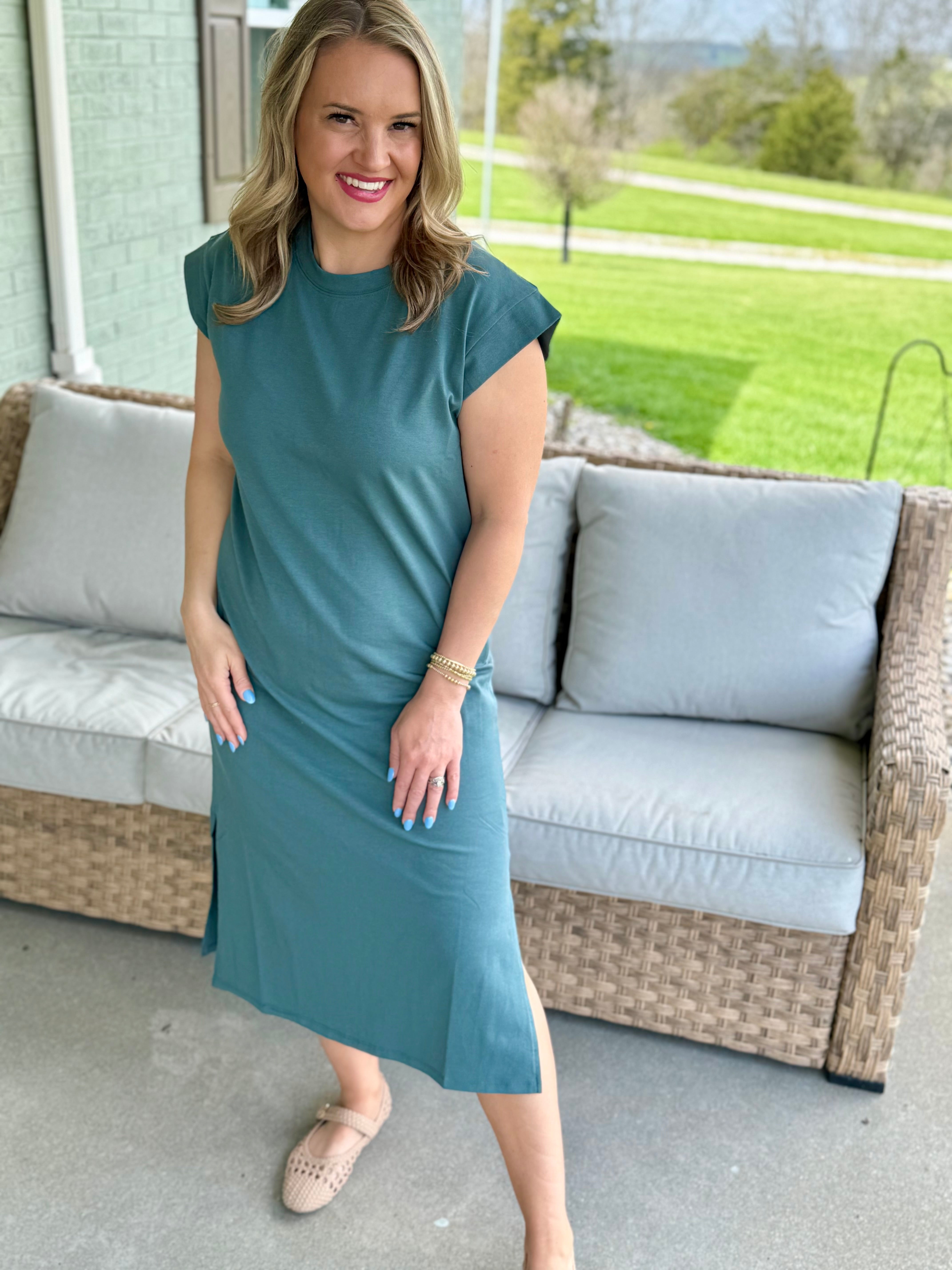 Go Anywhere Midi Dress - Jade-The Lovely Closet-The Lovely Closet, Women's Fashion Boutique in Alexandria, KY