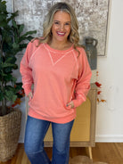 Keeping it Casual Pullover 2025 -Coral-150 Sweatshirts-zenana-The Lovely Closet, Women's Fashion Boutique in Alexandria, KY