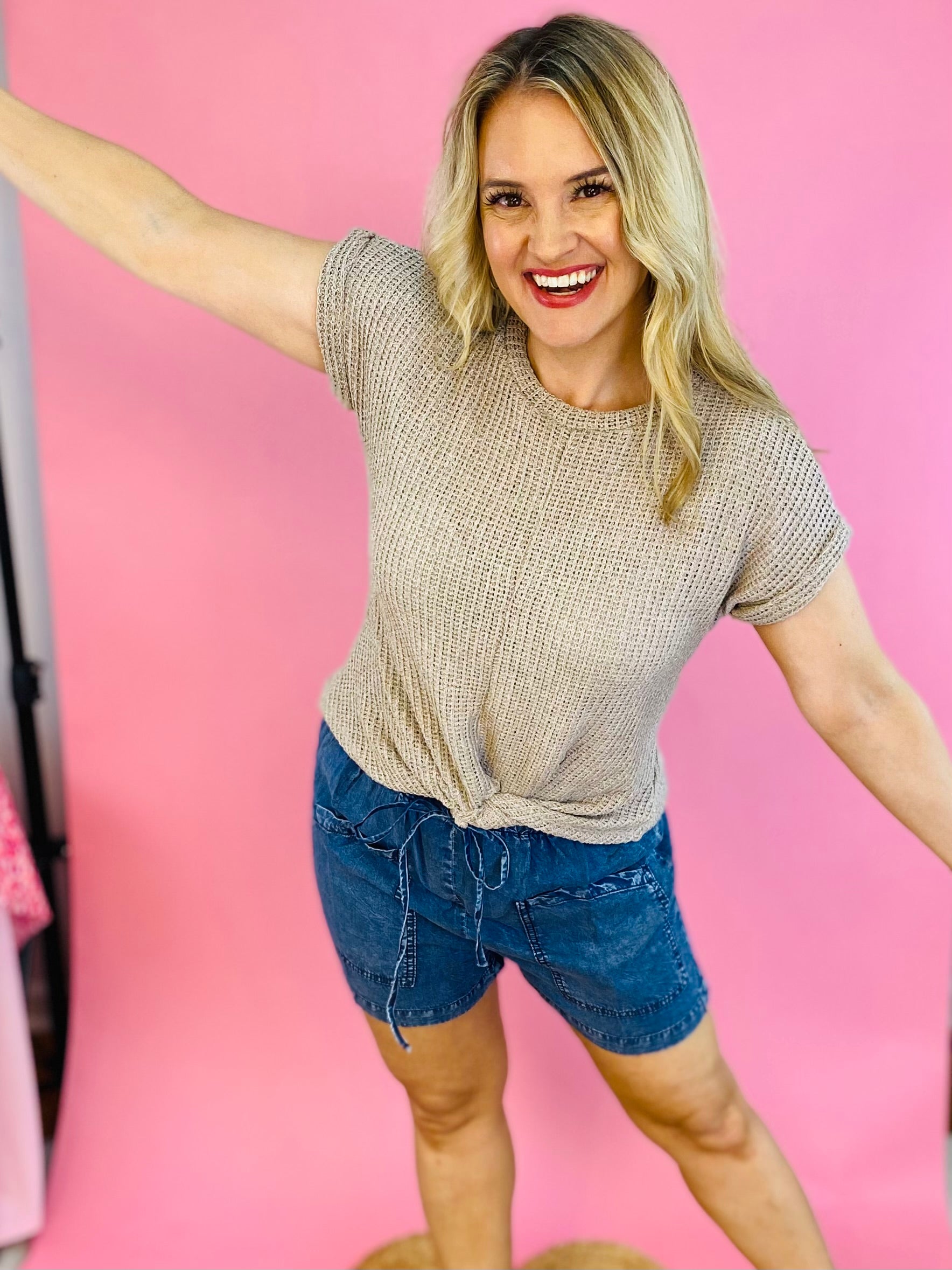 Sand and Sun Twist Knot Top-100 Short Sleeve Tops-GILLI-The Lovely Closet, Women's Fashion Boutique in Alexandria, KY