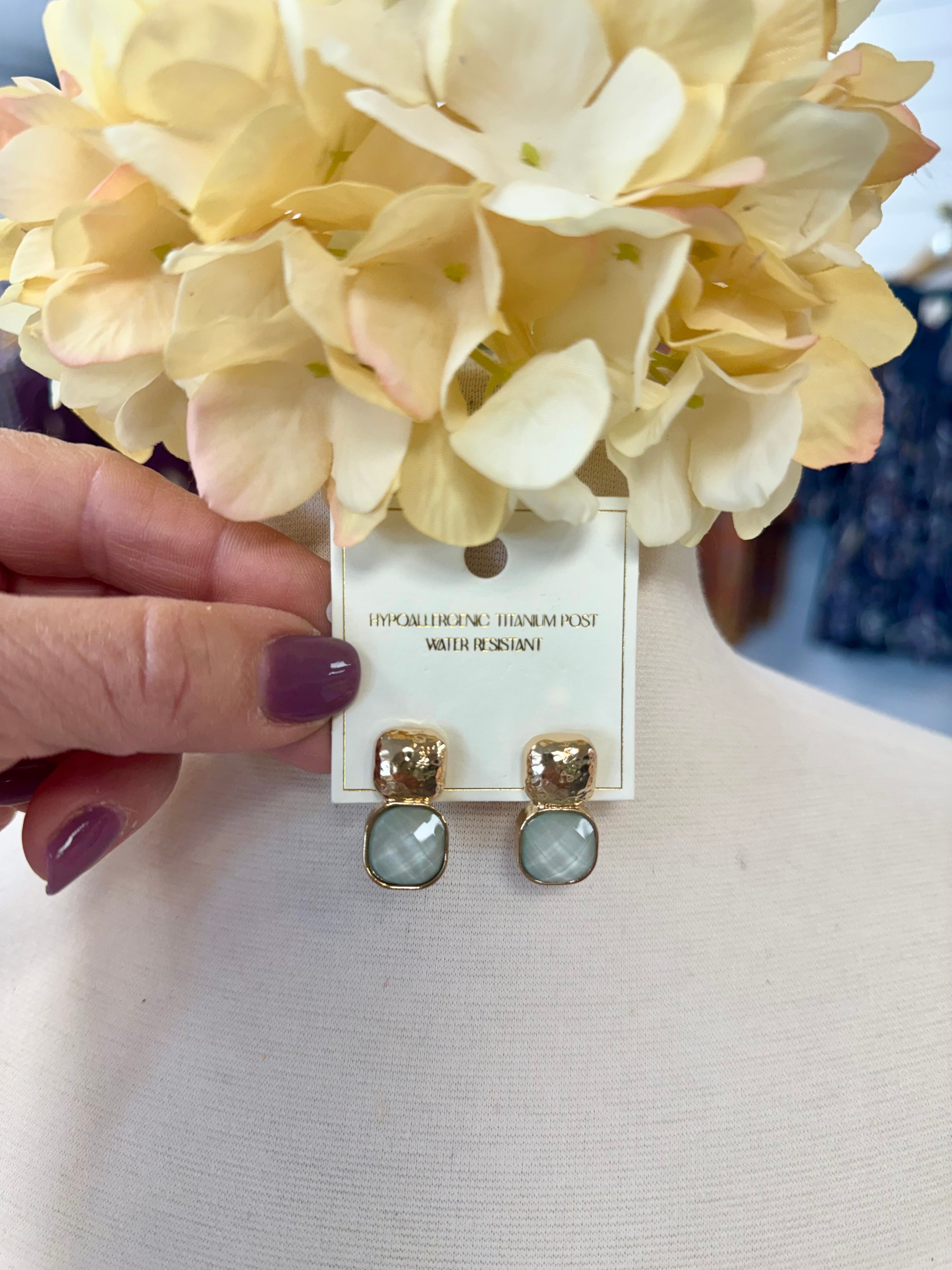 Square Faceted Post Earring-280 Accessories-Golden Stella-The Lovely Closet, Women's Fashion Boutique in Alexandria, KY