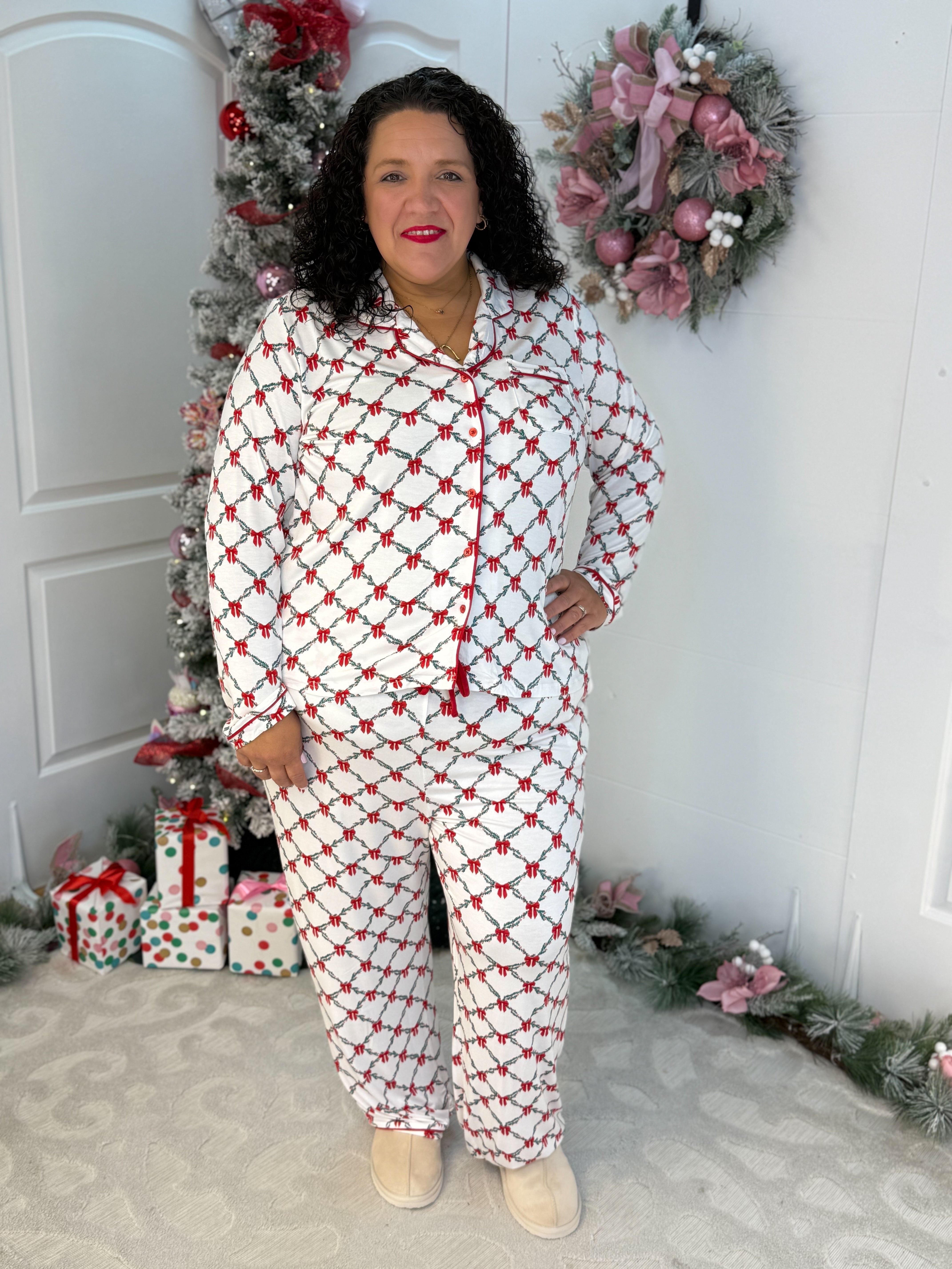 FINAL SALE Mary Square Lattice Garland Charlotte Pant Set-350 Holiday-Mary Square-The Lovely Closet, Women's Fashion Boutique in Alexandria, KY