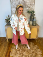 Floral Denim Oversized Jacket-170 Jackets/Outerwear-Blu Pepper-The Lovely Closet, Women's Fashion Boutique in Alexandria, KY