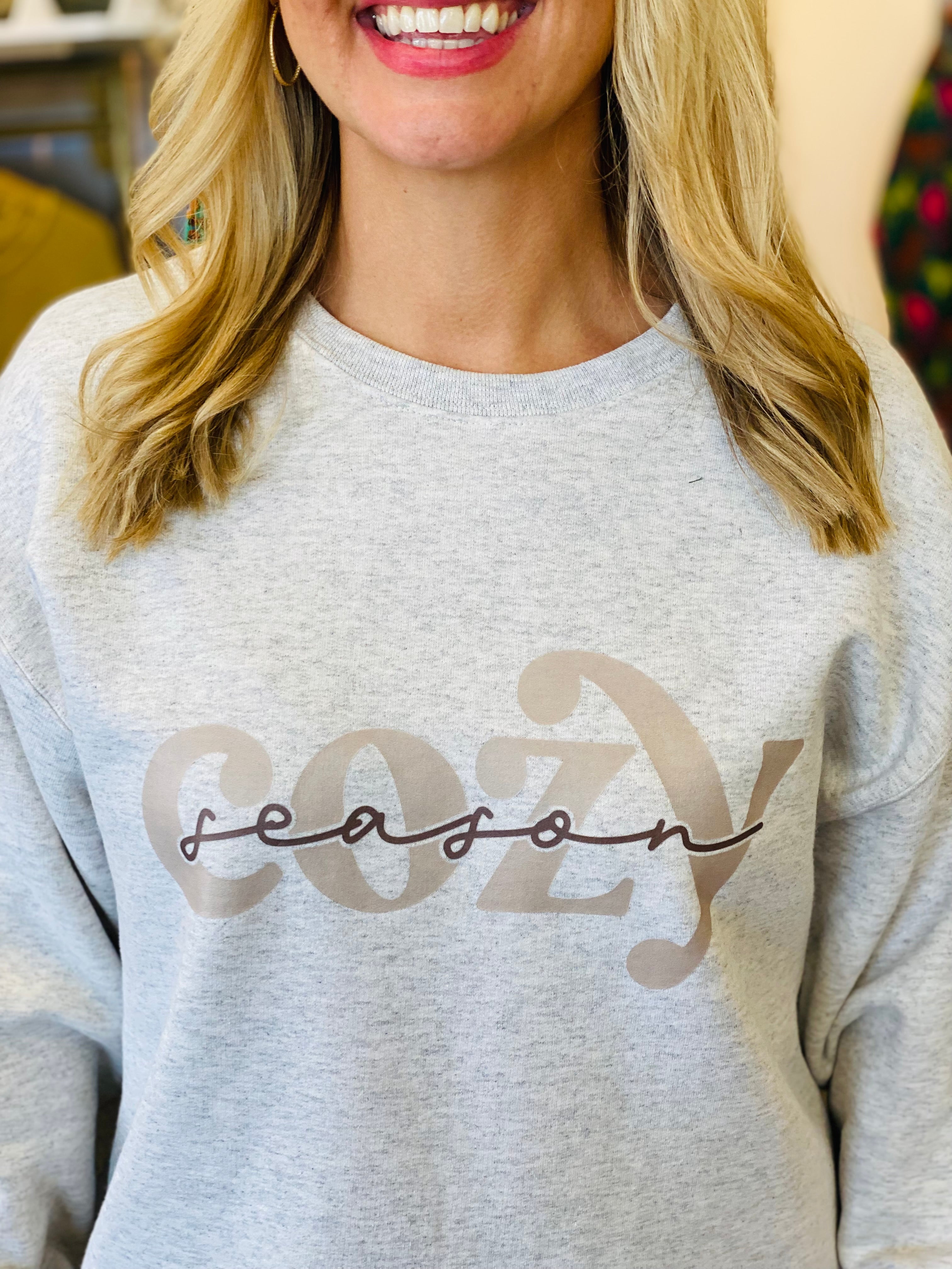 *Pre-Order* Cozy Season Graphic Crewneck-150 Sweatshirts-The Lovely Closet-The Lovely Closet, Women's Fashion Boutique in Alexandria, KY