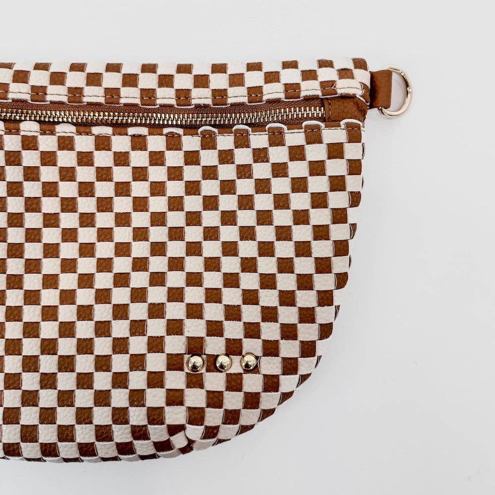 Westlyn Woven Bum Bag - Checkered Brown-290 Bag/Handbags-Pretty Simple-The Lovely Closet, Women's Fashion Boutique in Alexandria, KY