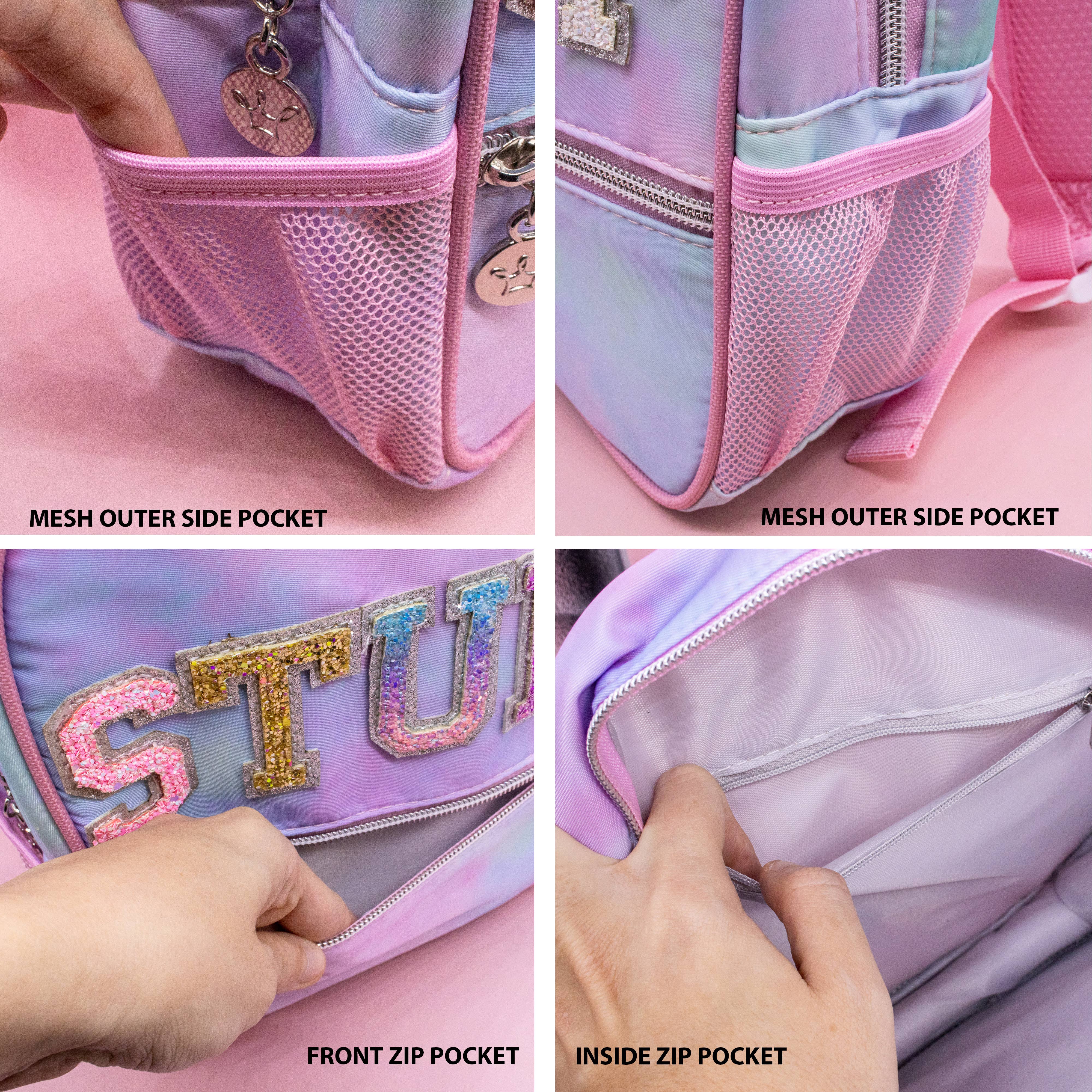 Girls Tie Dye Backpack with Glitter Varsity Letters-360 Carolines Closet-Frog Sac-The Lovely Closet, Women's Fashion Boutique in Alexandria, KY