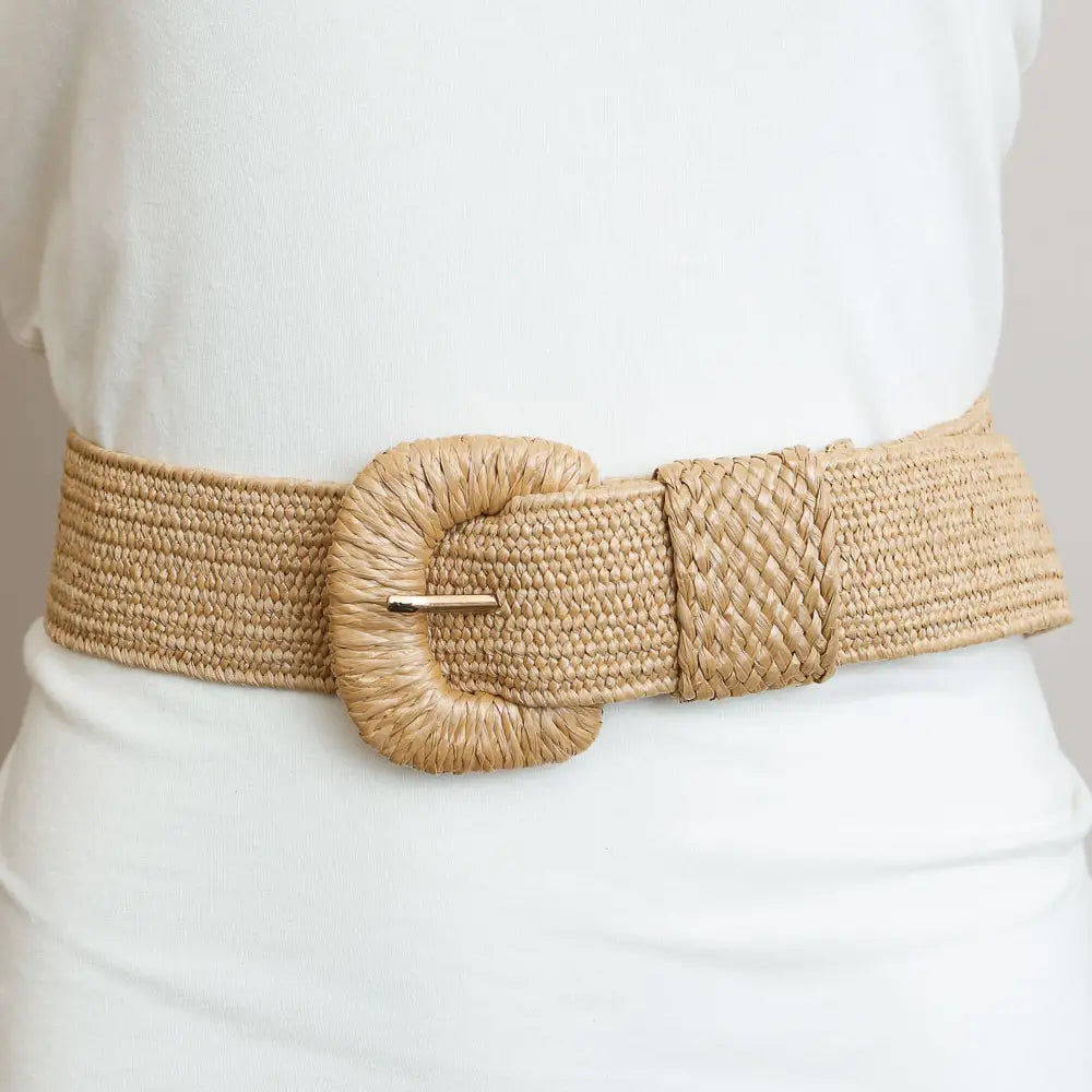 Stretchable Raffia Belt - Tan-280 Accessories-Leto Accessories-The Lovely Closet, Women's Fashion Boutique in Alexandria, KY