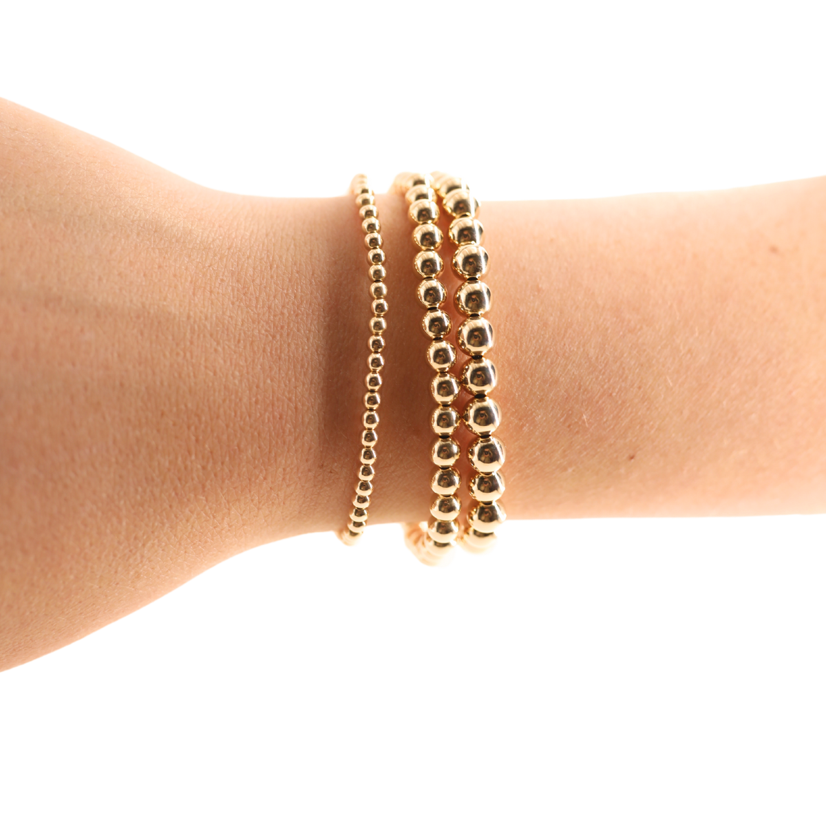 6MM Gold Beaded Bracelet: Standard 6.75 inch-bracelet-Beaded Blondes-The Lovely Closet, Women's Fashion Boutique in Alexandria, KY