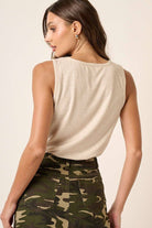 T10013-RIB KNIT V-NECK TANK TOP - Oatmeal-120 Sleeveless Tops-mittoshop-The Lovely Closet, Women's Fashion Boutique in Alexandria, KY