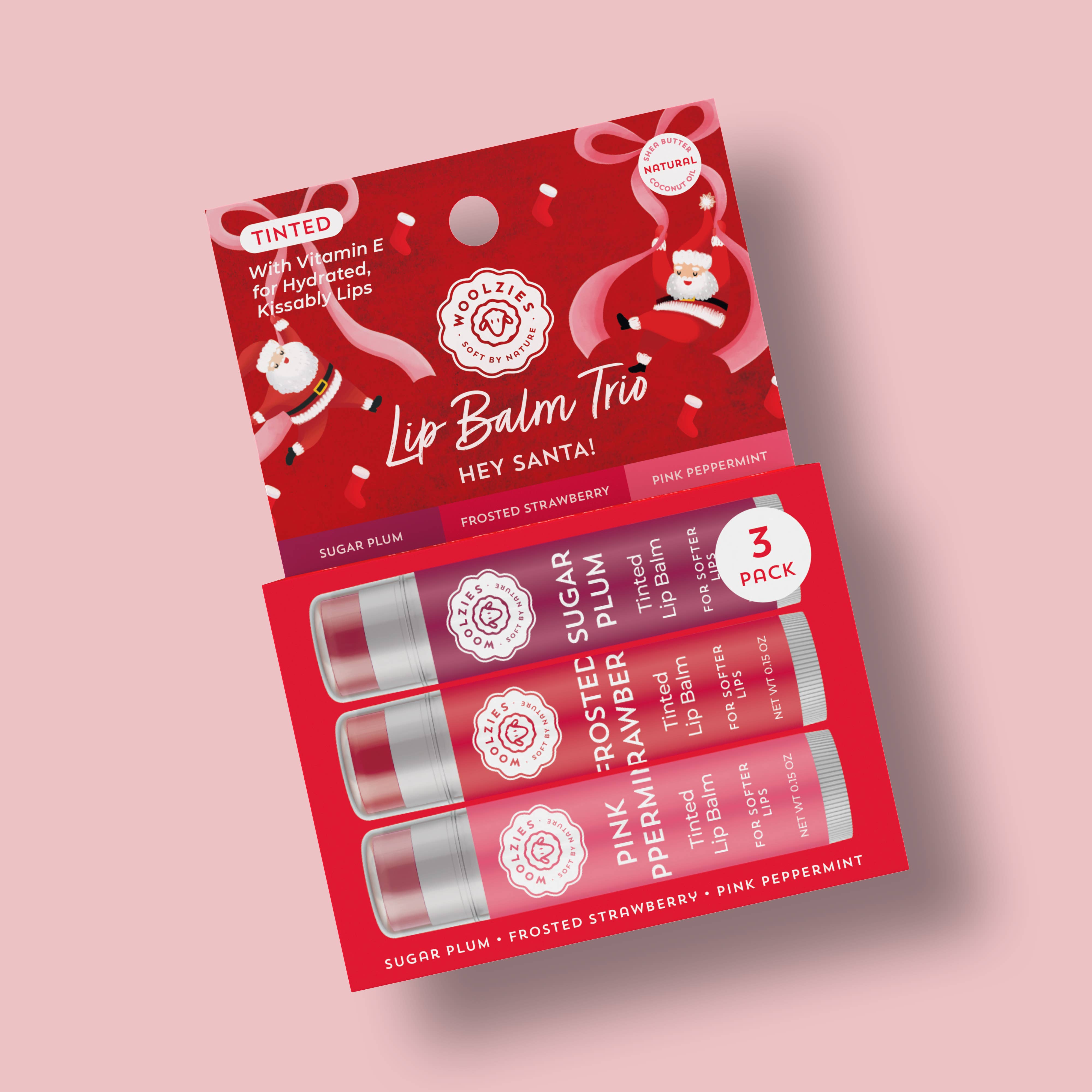 Tinted Shea Butter Lip Balm Trio – Hey Santa!-350 Holiday-Woolzies-The Lovely Closet, Women's Fashion Boutique in Alexandria, KY