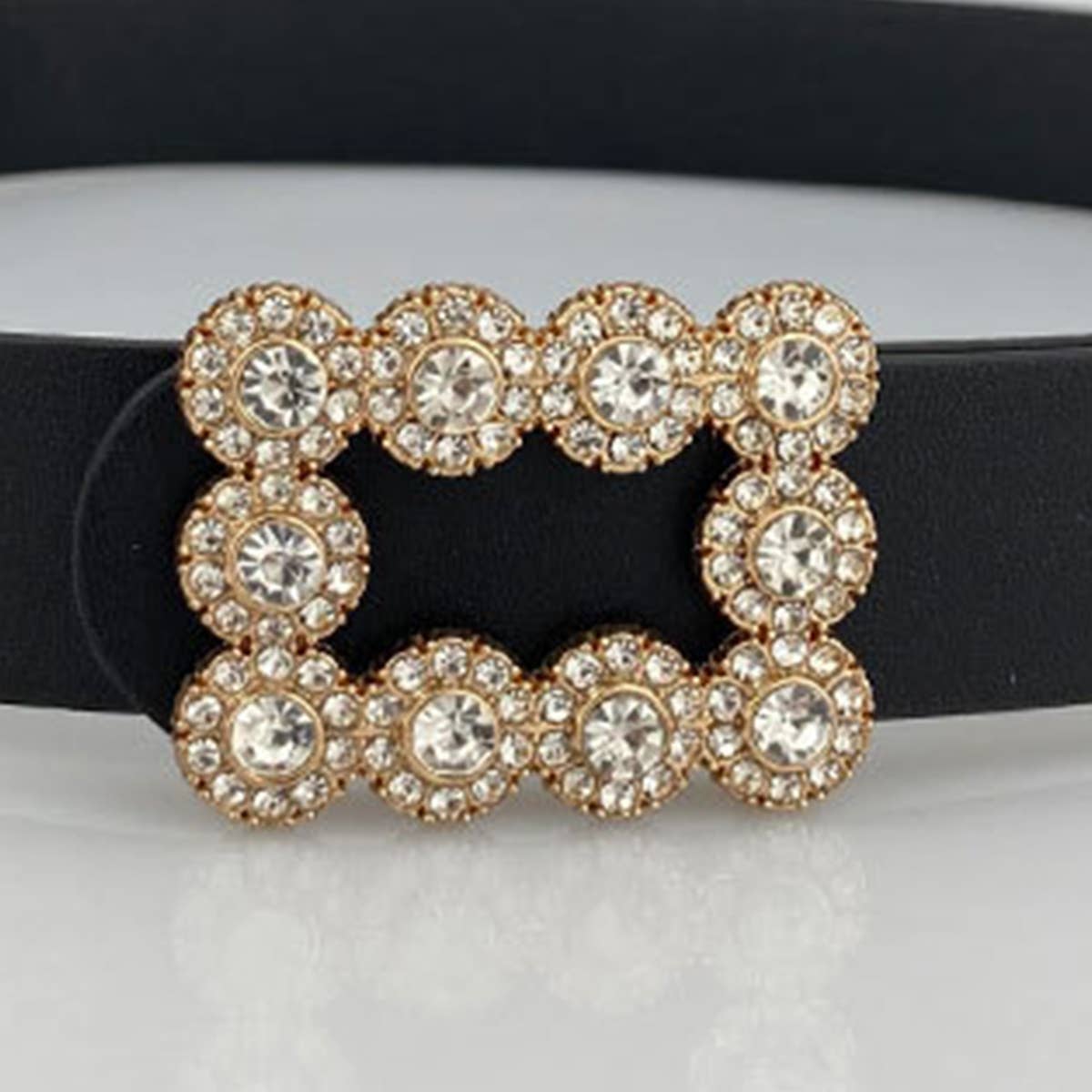 Rhinestone Diamond Buckle Belt - Black-280 Accessories-ACCITY-The Lovely Closet, Women's Fashion Boutique in Alexandria, KY