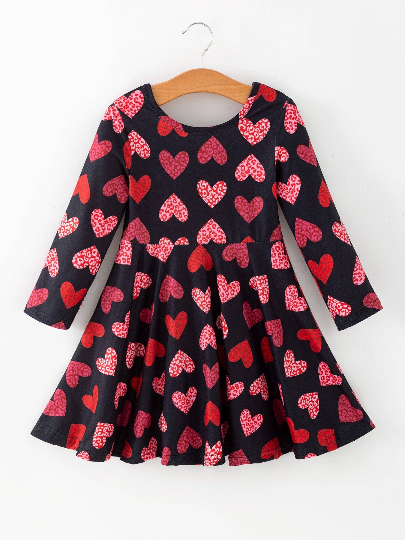 Valentine's Day Black/Leopard Heart Girls Dress-360 Carolines Closet-Rylee Faith Designs-The Lovely Closet, Women's Fashion Boutique in Alexandria, KY