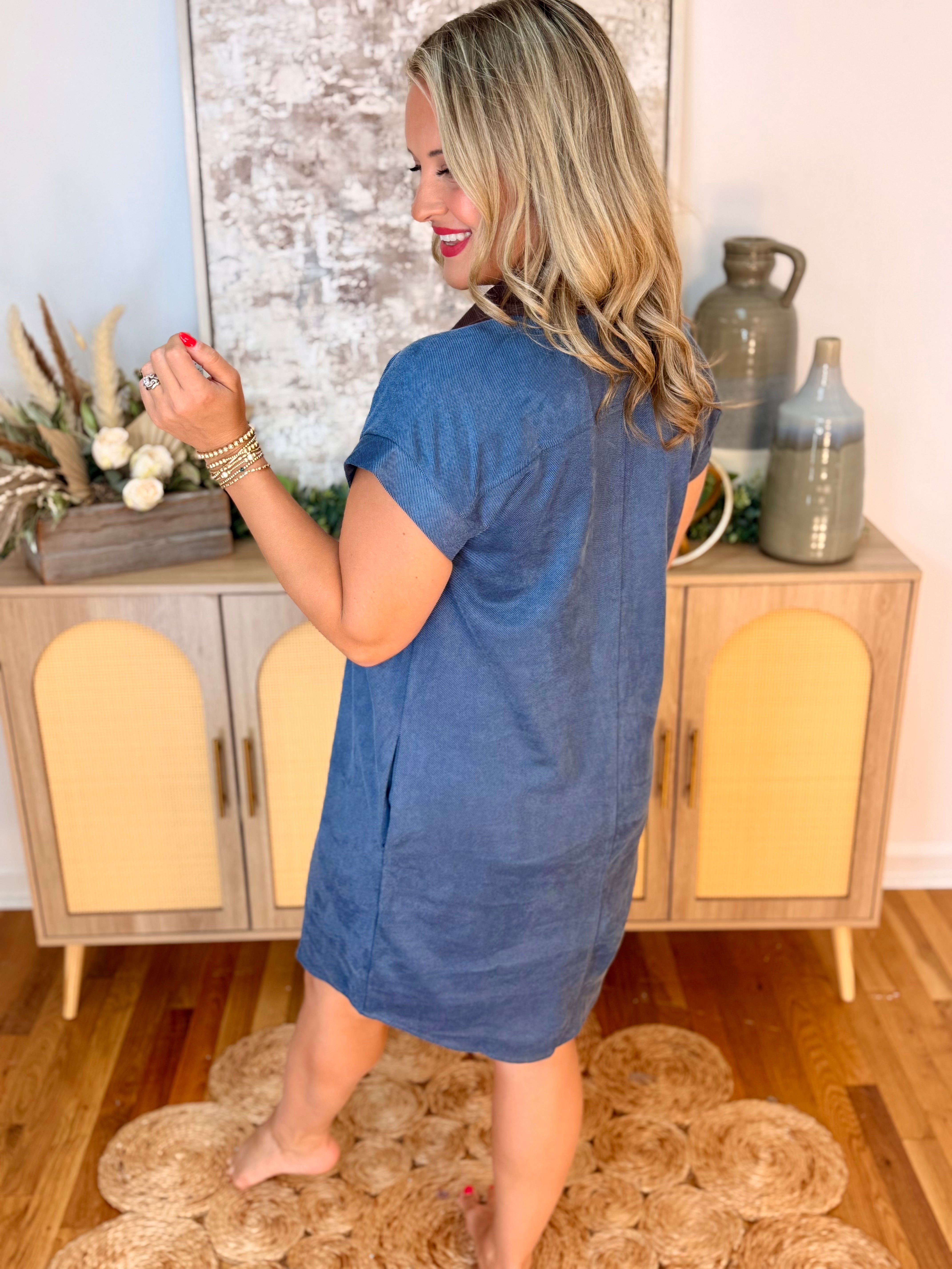 The Double Take Dress - Denim Suede-180 Dresses-She + Sky-The Lovely Closet, Women's Fashion Boutique in Alexandria, KY