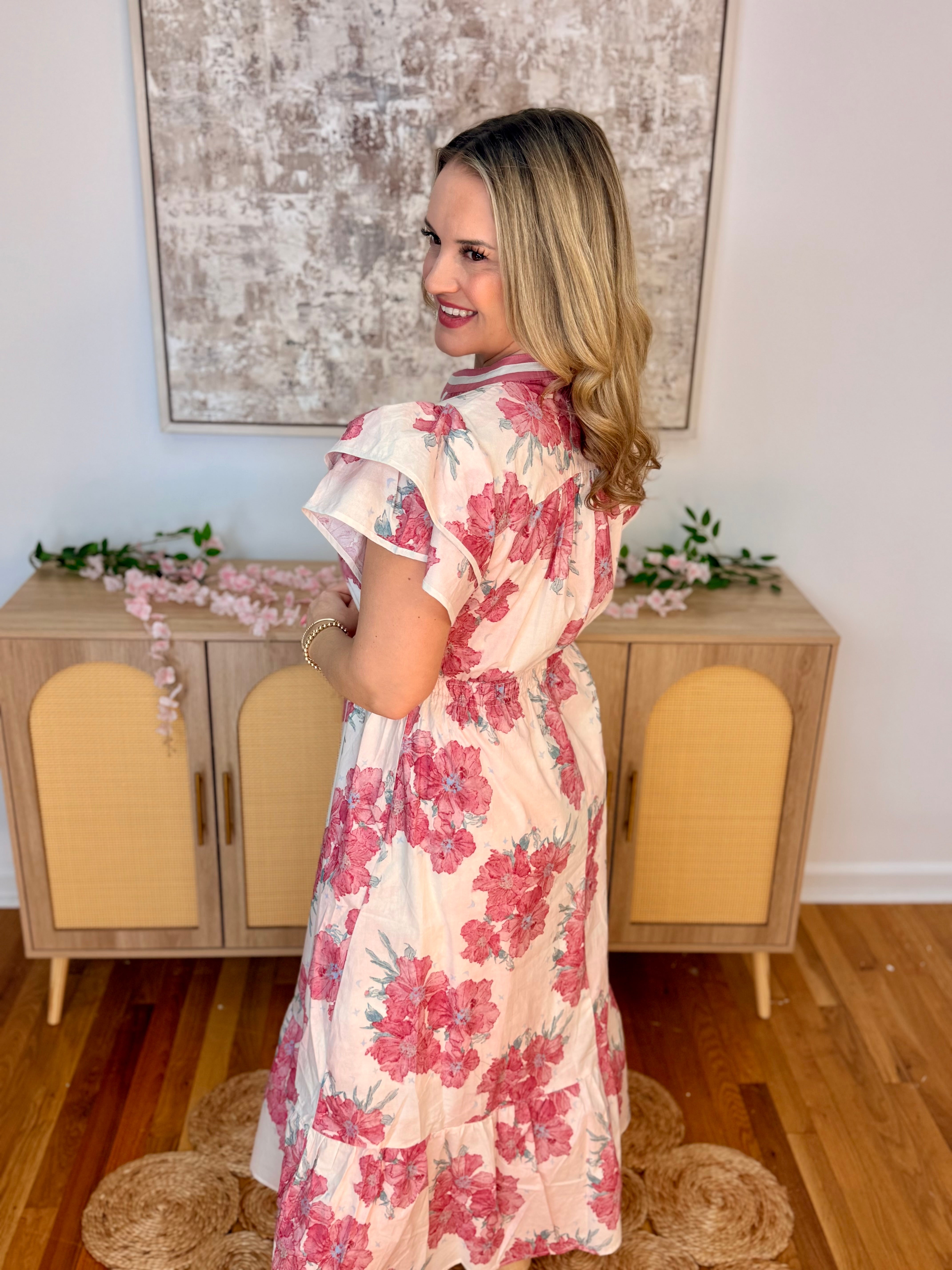 Spring Bouquet Midi Dress-180 Dresses-Umgee-The Lovely Closet, Women's Fashion Boutique in Alexandria, KY