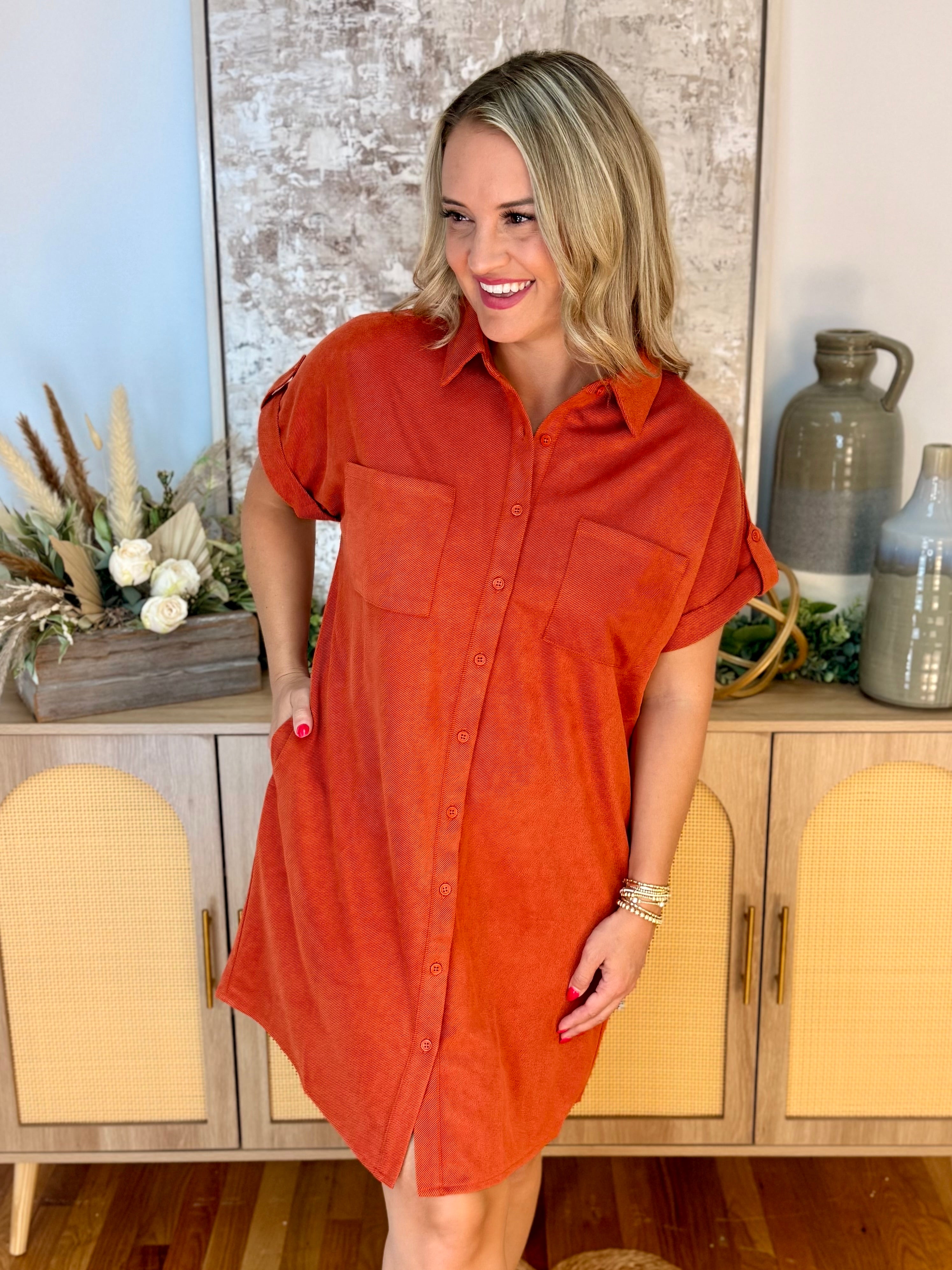 The Winning Season Dress - Rust-180 Dresses-She + Sky-The Lovely Closet, Women's Fashion Boutique in Alexandria, KY