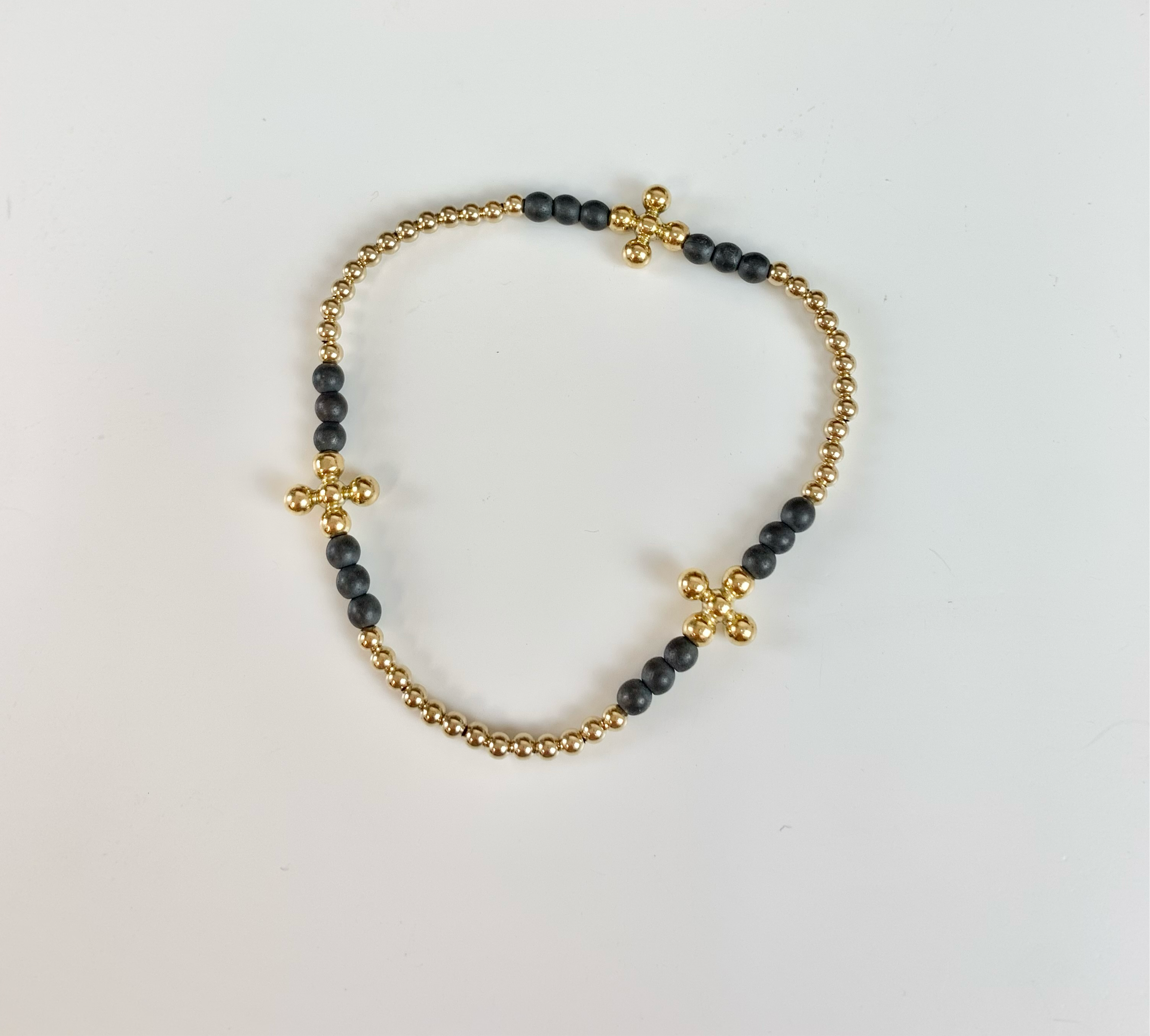 2.5mm Signature Cross Hematite Bracelet-260 eNewton-eNewton-The Lovely Closet, Women's Fashion Boutique in Alexandria, KY